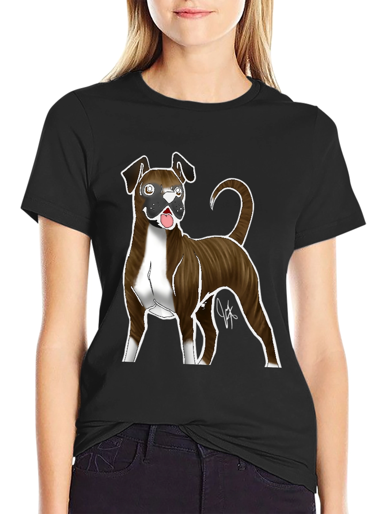 Boxer Dog Graphic Tee - Mens Black T-Shirt