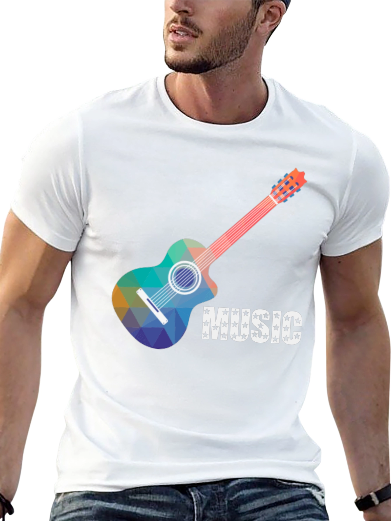 Music Guitar Graphic Tee - Cool Design T-Shirt