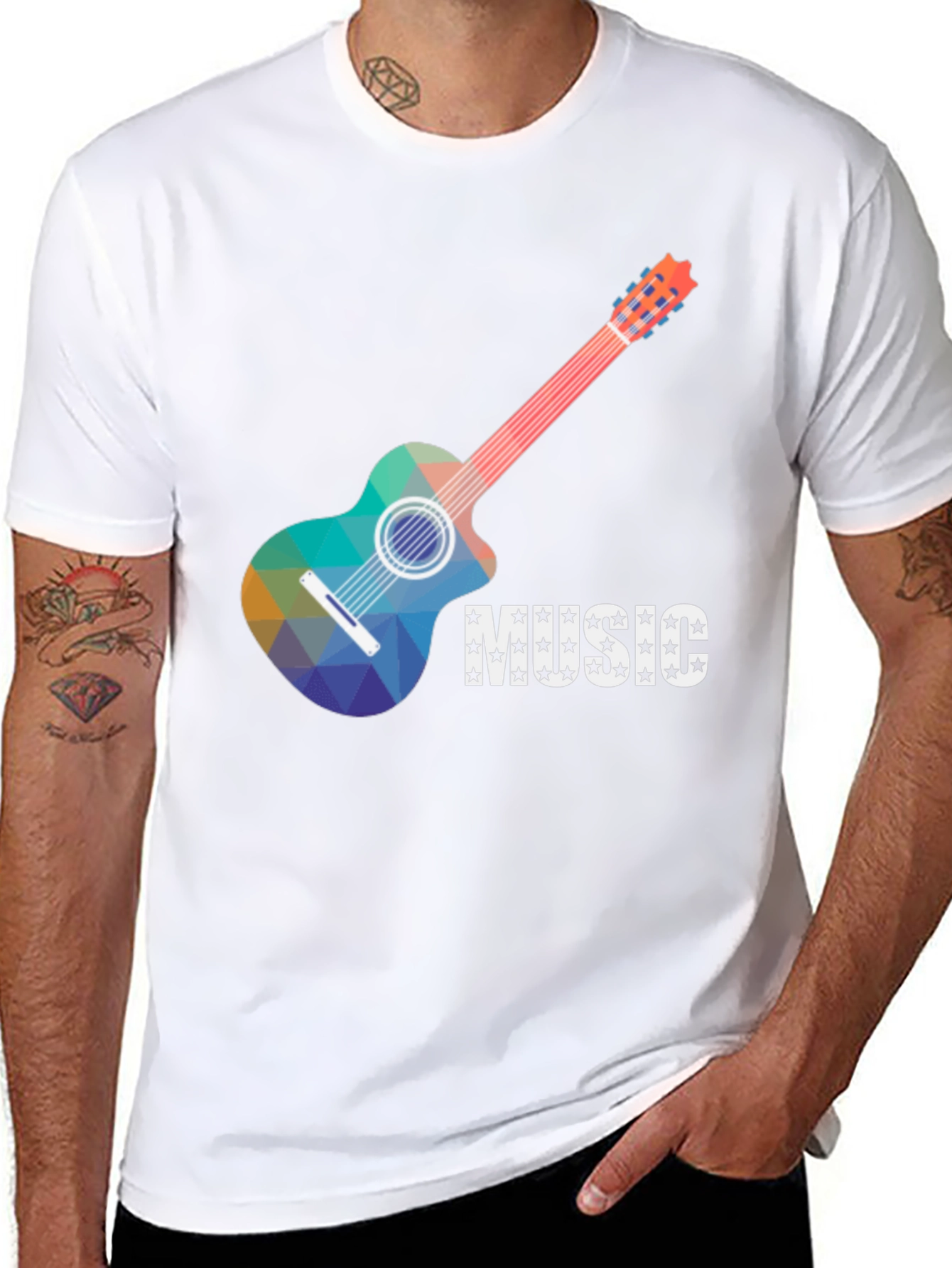 Music Guitar Graphic Tee - Cool Design T-Shirt