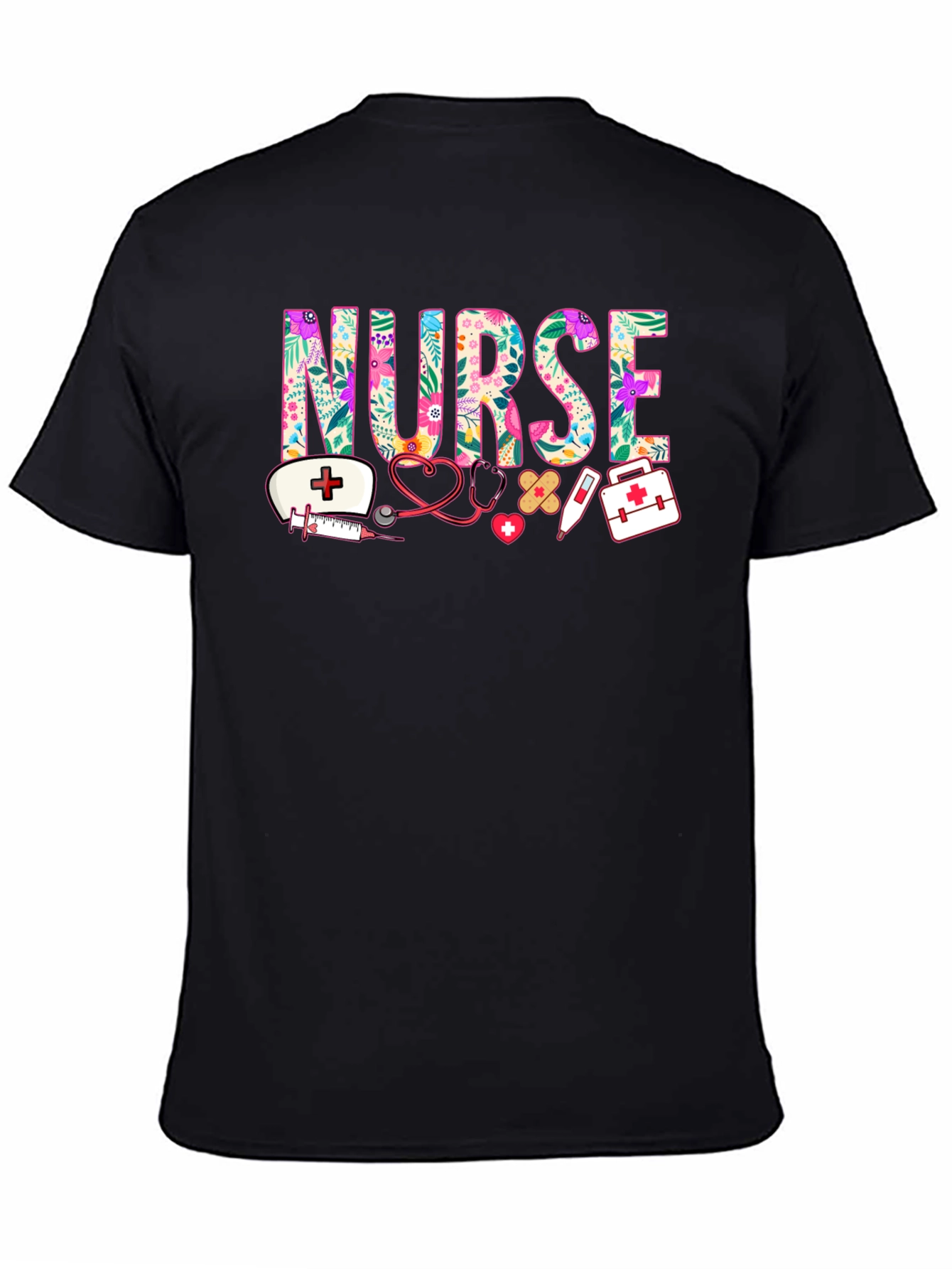 Floral Nurse Graphic T-Shirt
