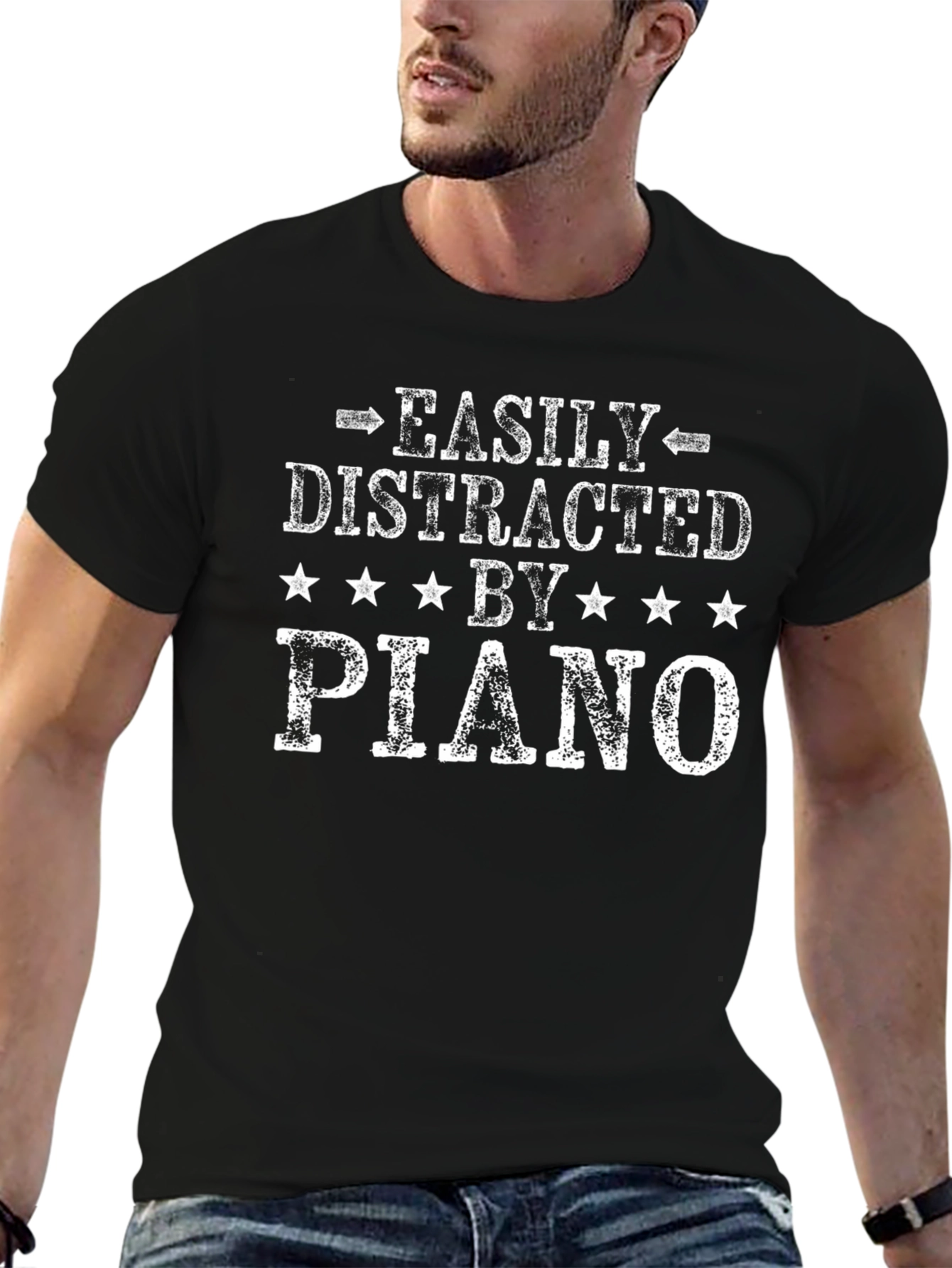 Easily Distracted By Piano T-Shirt - Musician Tee