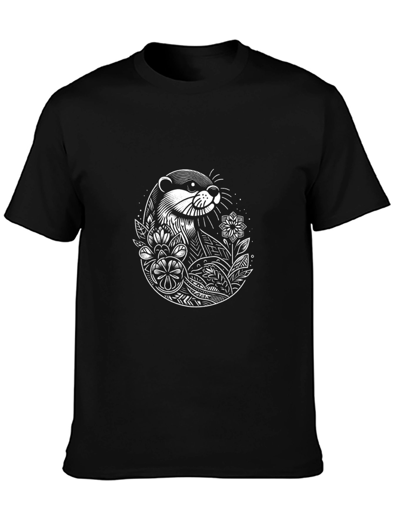 Otter Graphic Tee - Black Crewneck T-Shirt
