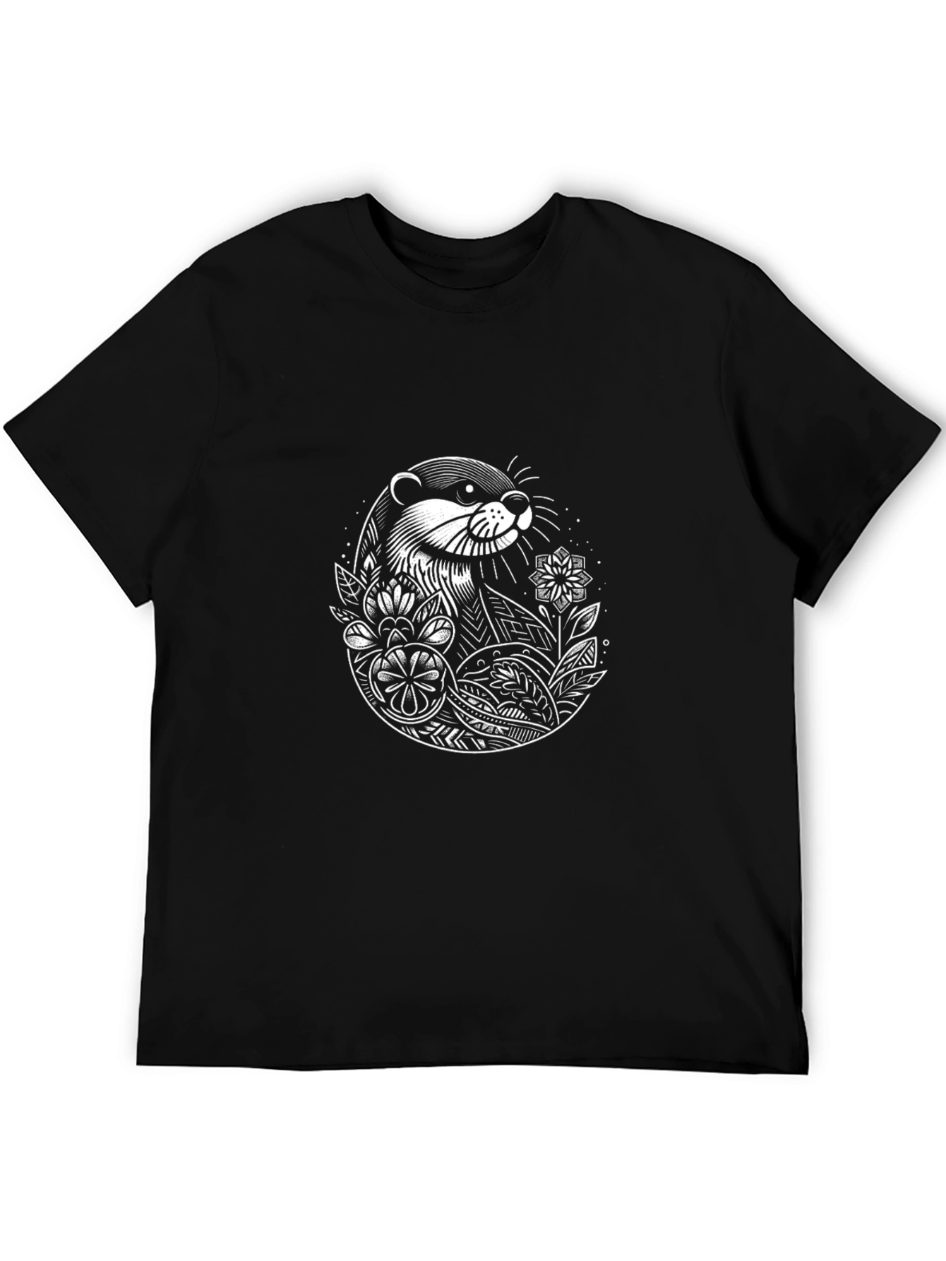 Otter Graphic Tee - Black Crewneck T-Shirt
