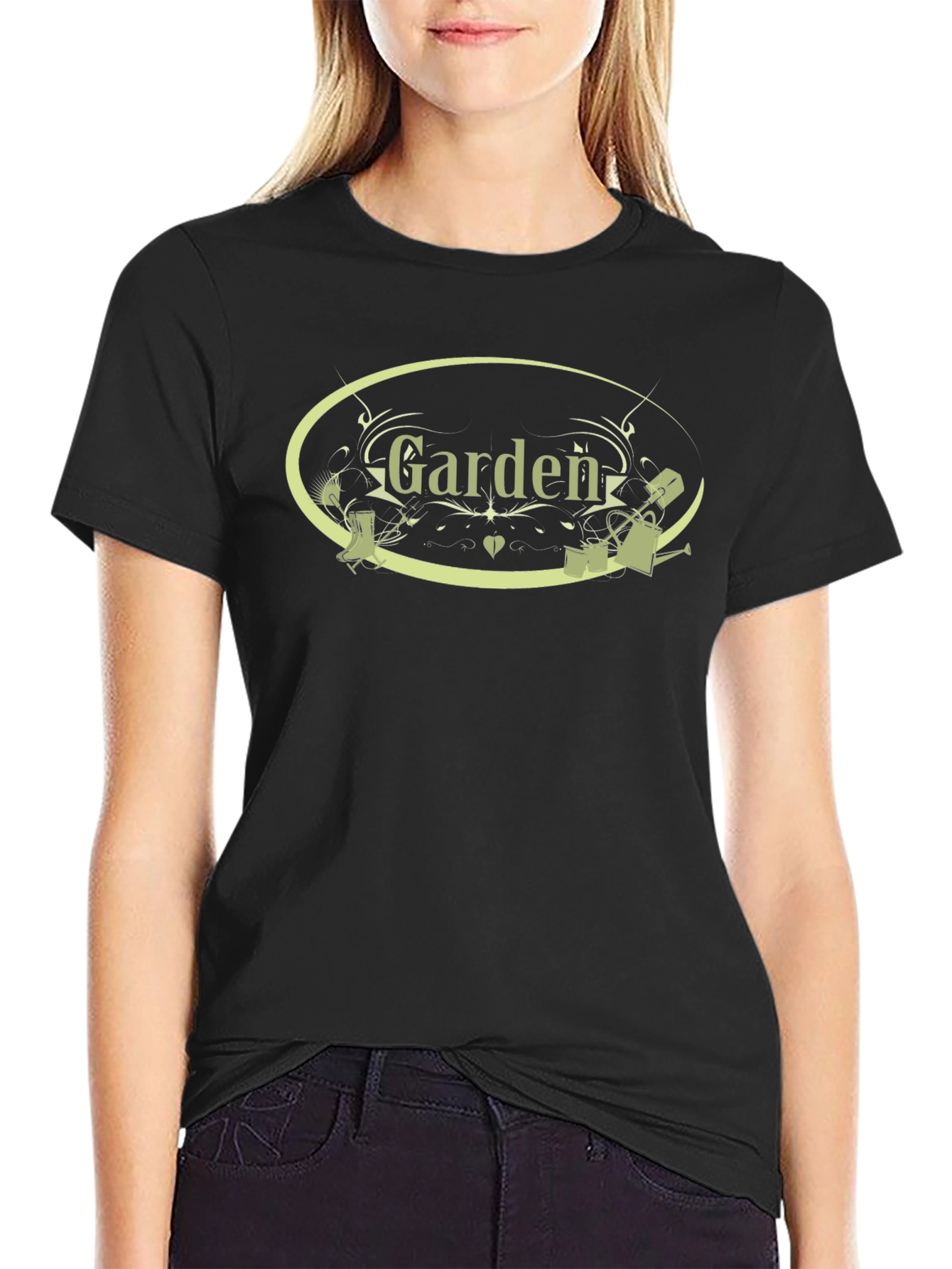 Garden Themed Black T-Shirt