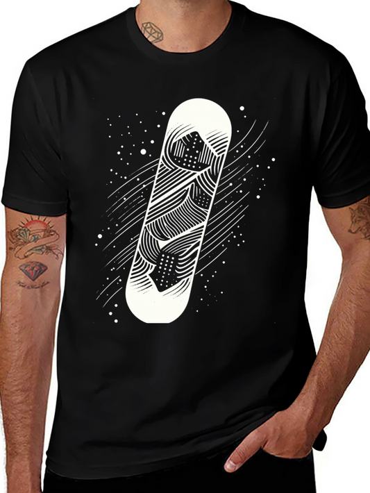 Snowboard Graphic Tee - Black Crew Neck T-Shirt
