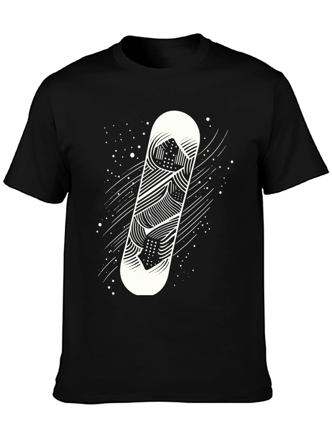 Snowboard Graphic Tee - Black Crew Neck T-Shirt