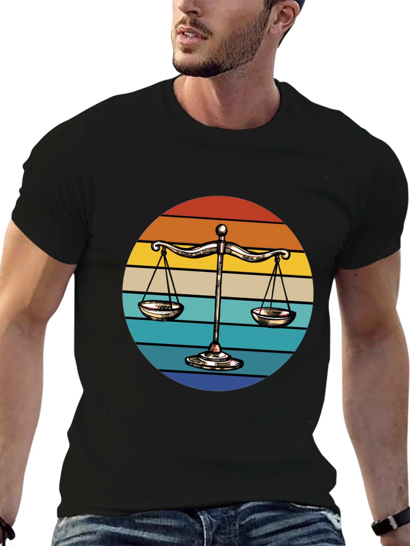 Scales of Justice Retro Sunset T-Shirt