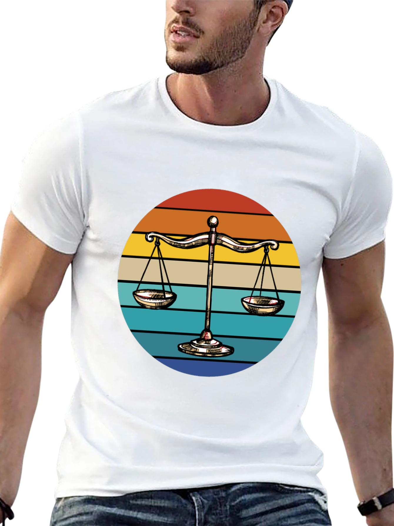 Scales of Justice Retro Sunset T-Shirt