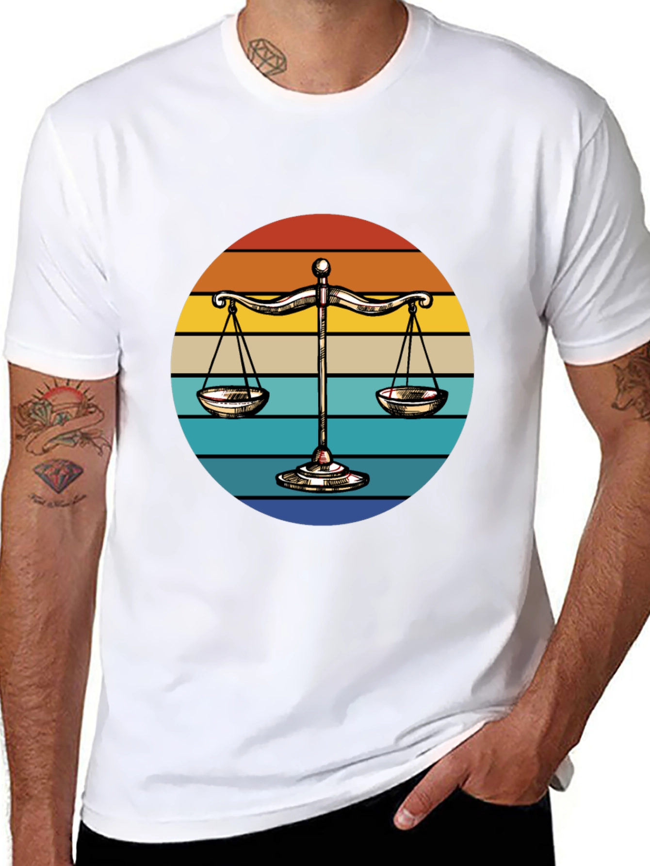 Scales of Justice Retro Sunset T-Shirt