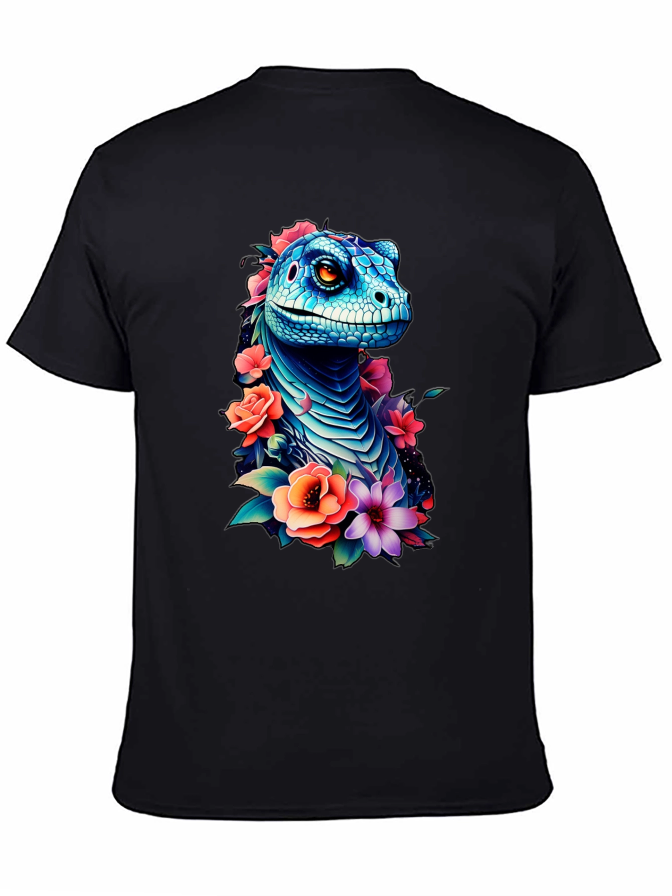 Floral Dinosaur Graphic Tee - Unique Animal Print