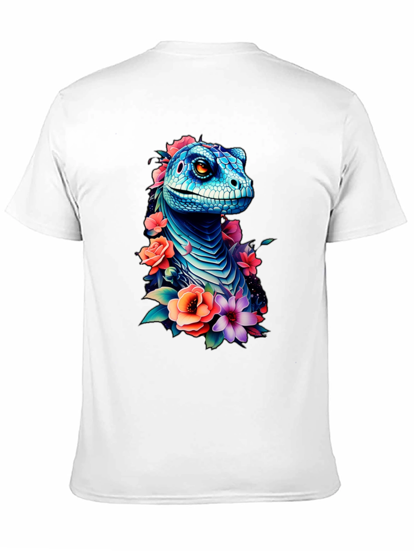 Floral Dinosaur Graphic Tee - Unique Animal Print