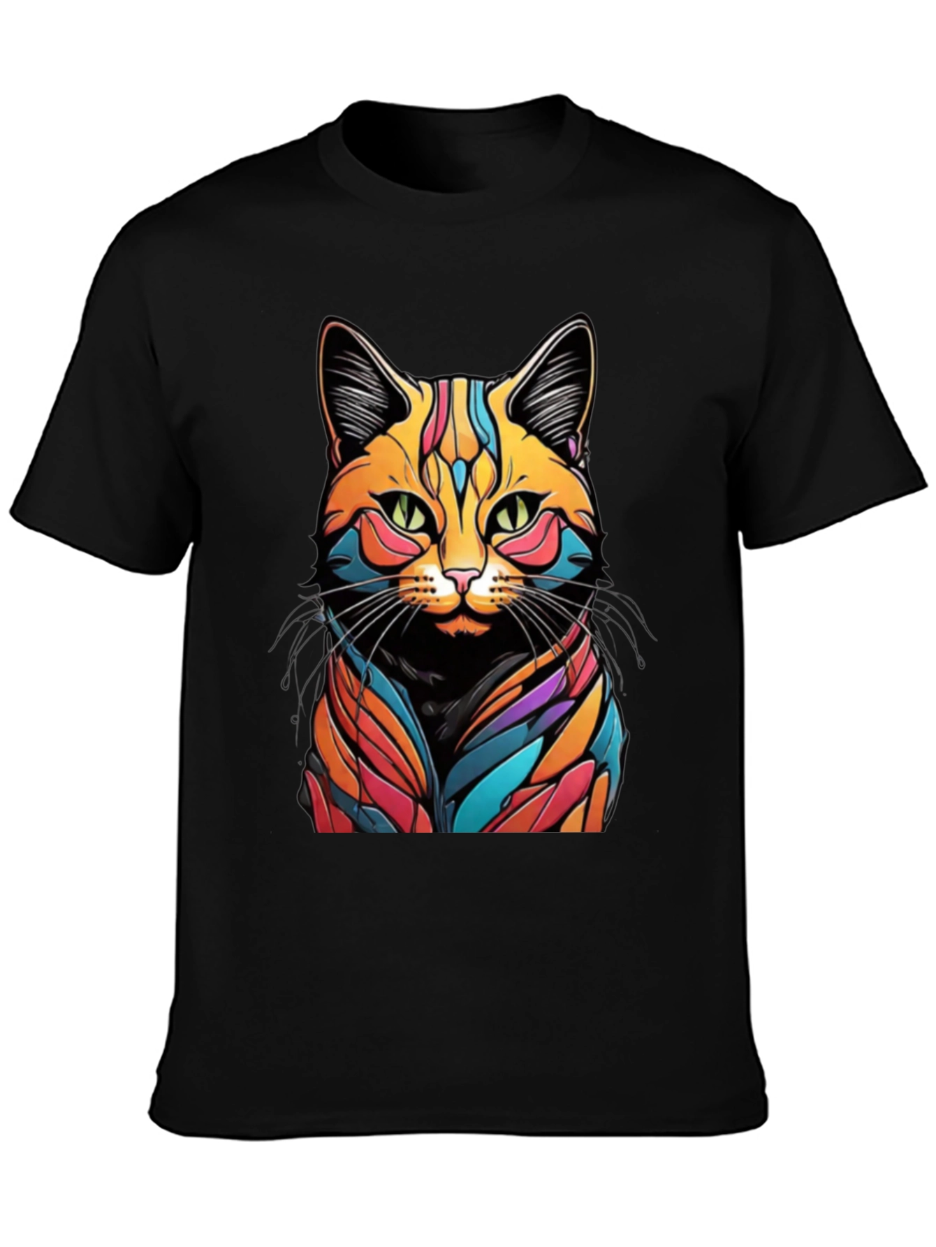 Psychedelic Cat Graphic T-Shirt