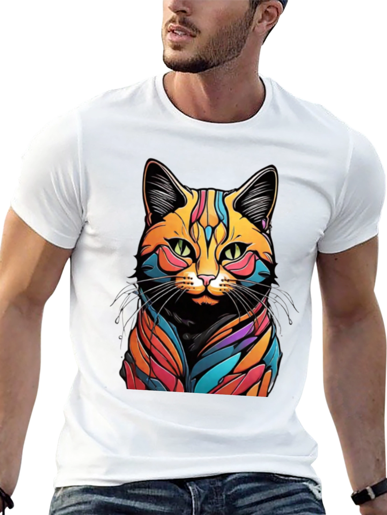 Psychedelic Cat Graphic T-Shirt