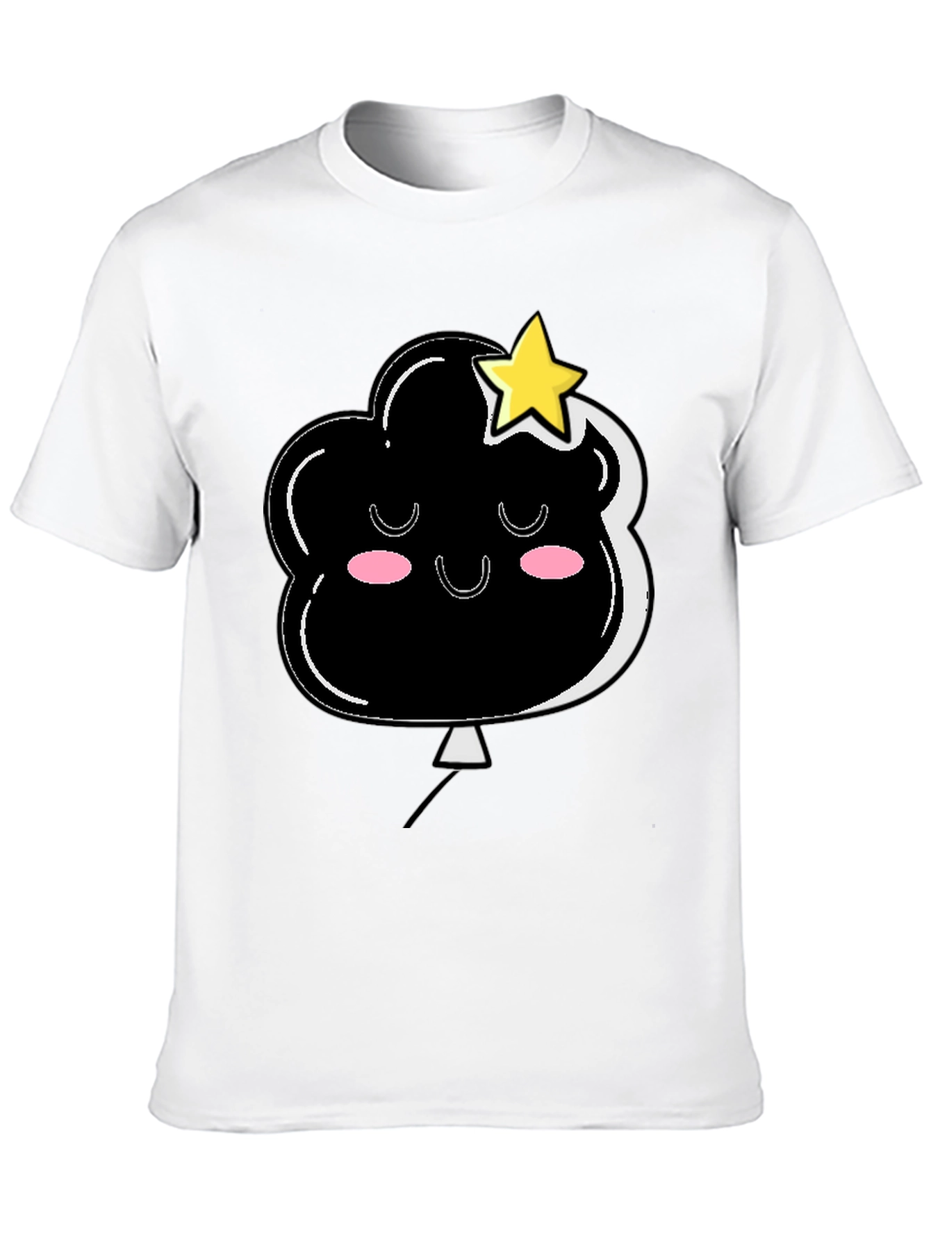 Cute Cloud & Star Graphic Black T-Shirt