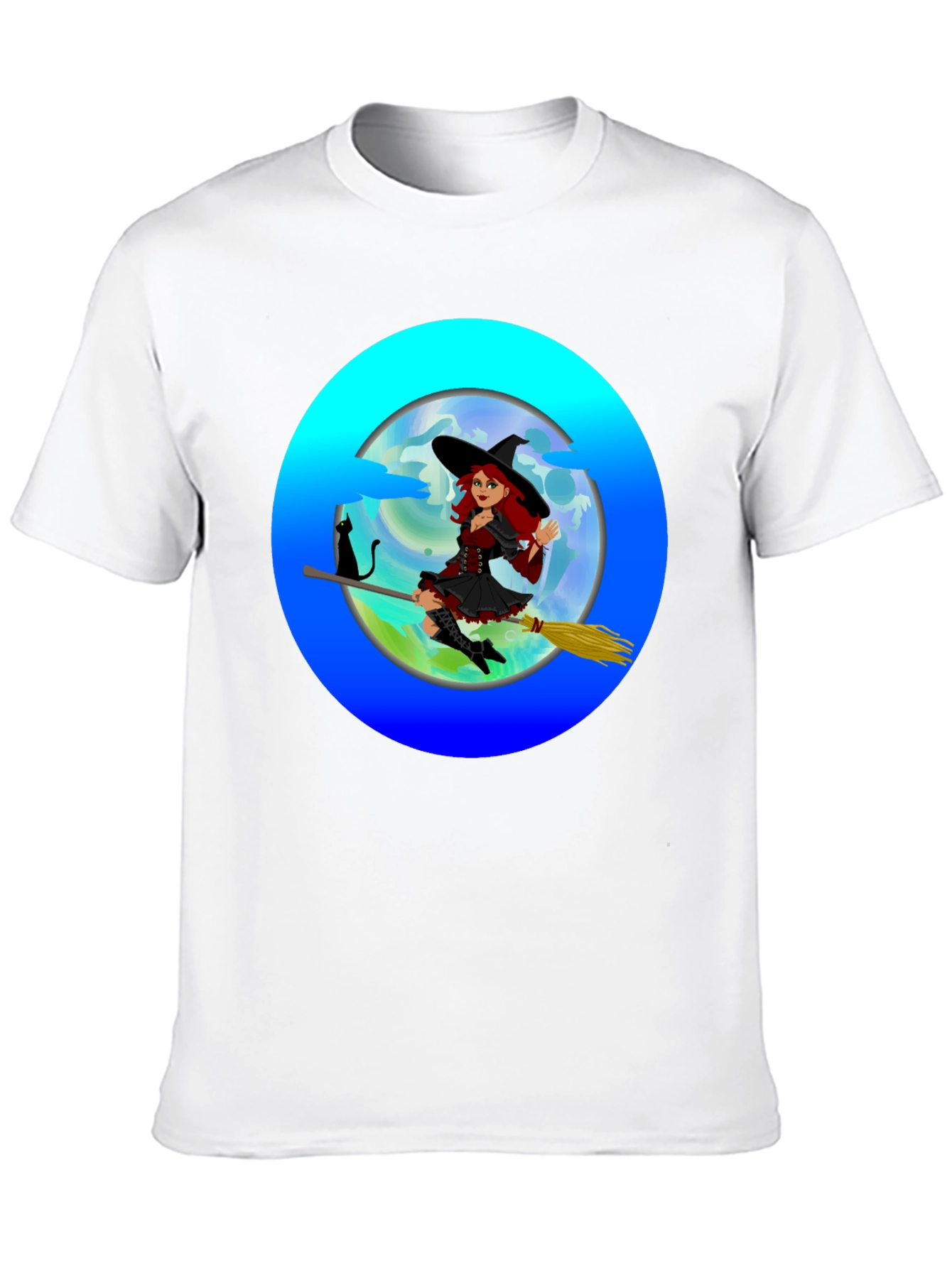 Witch on Broom T-Shirt - Spooky & Fun!