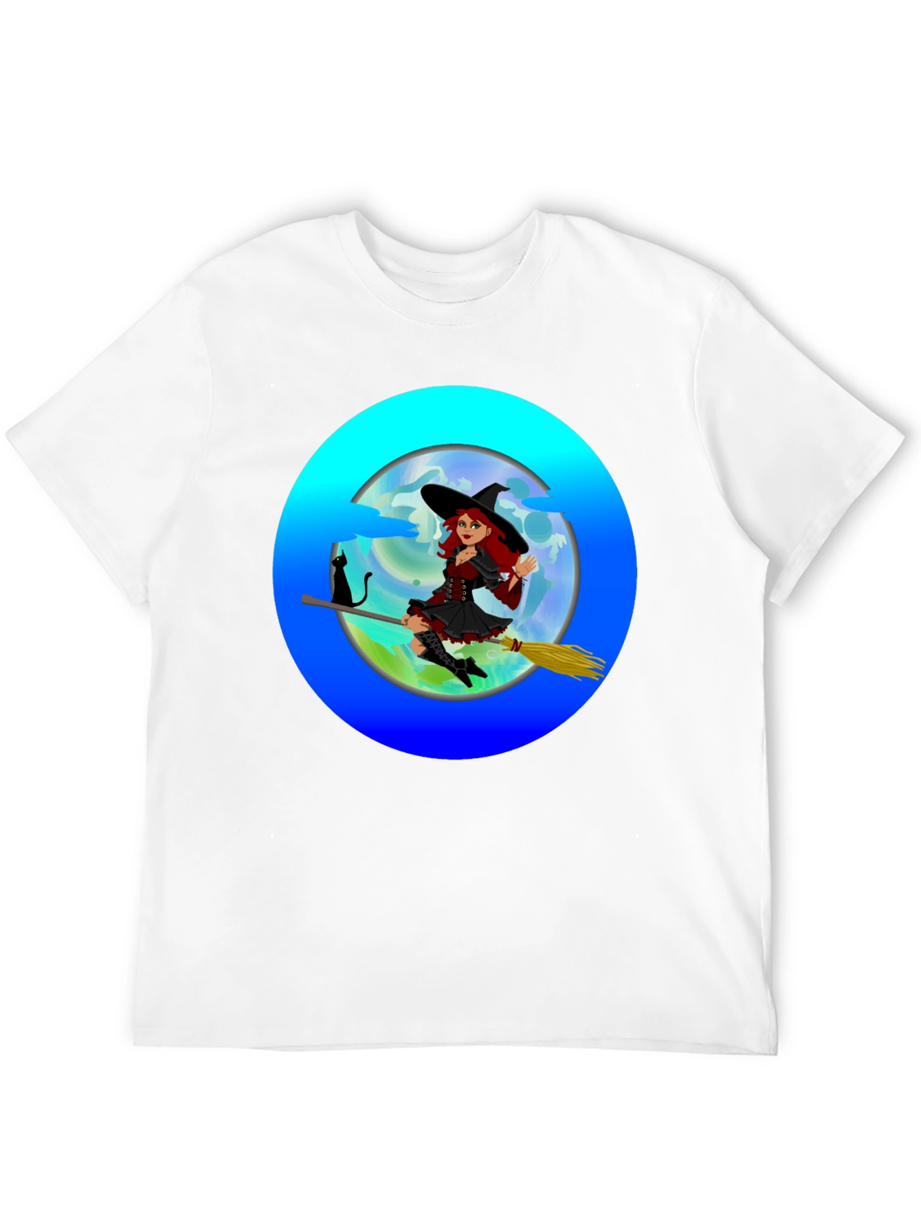 Witch on Broom T-Shirt - Spooky & Fun!