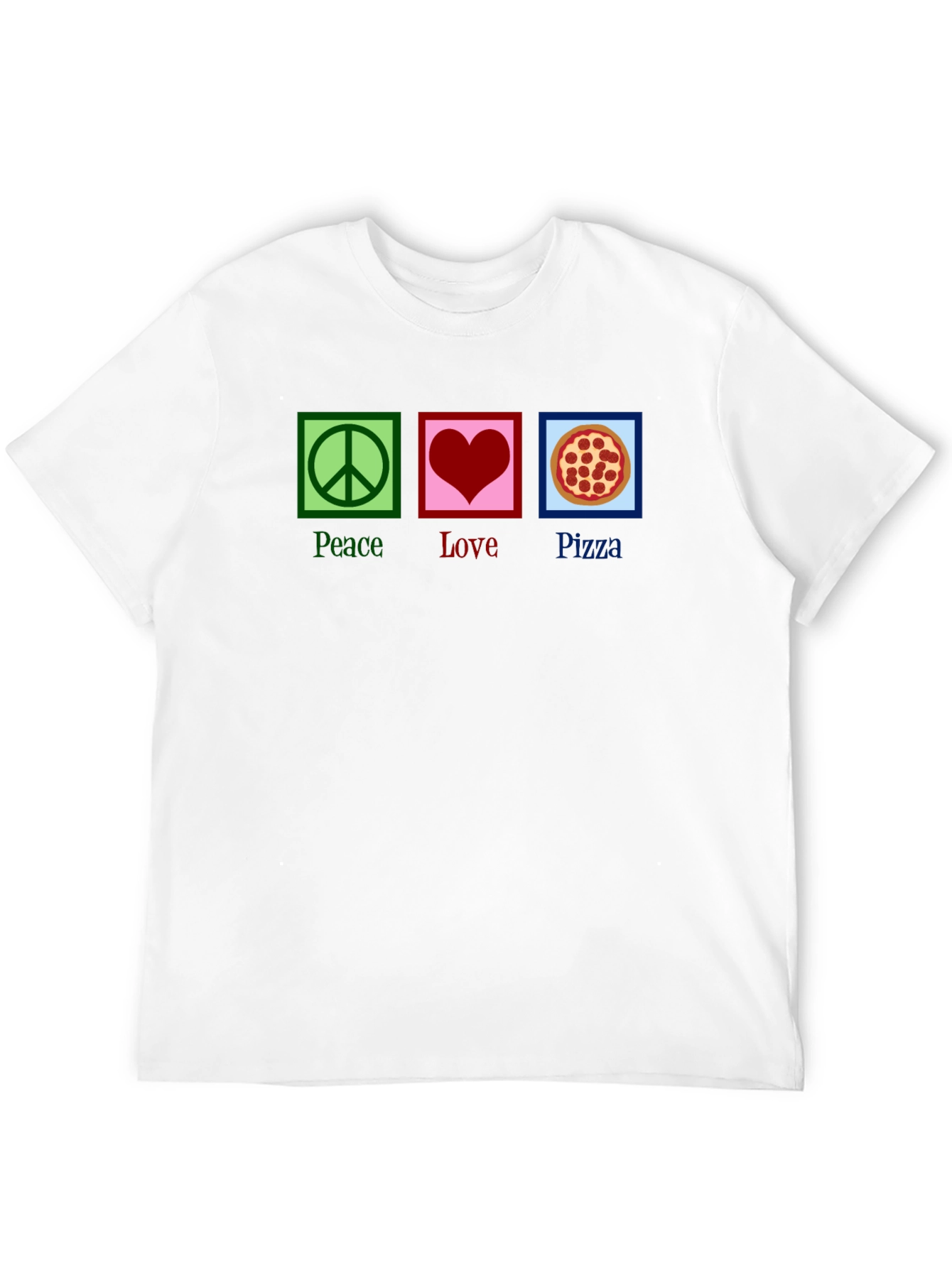 Peace Love Pizza Graphic Tee - Black Cotton T-Shirt