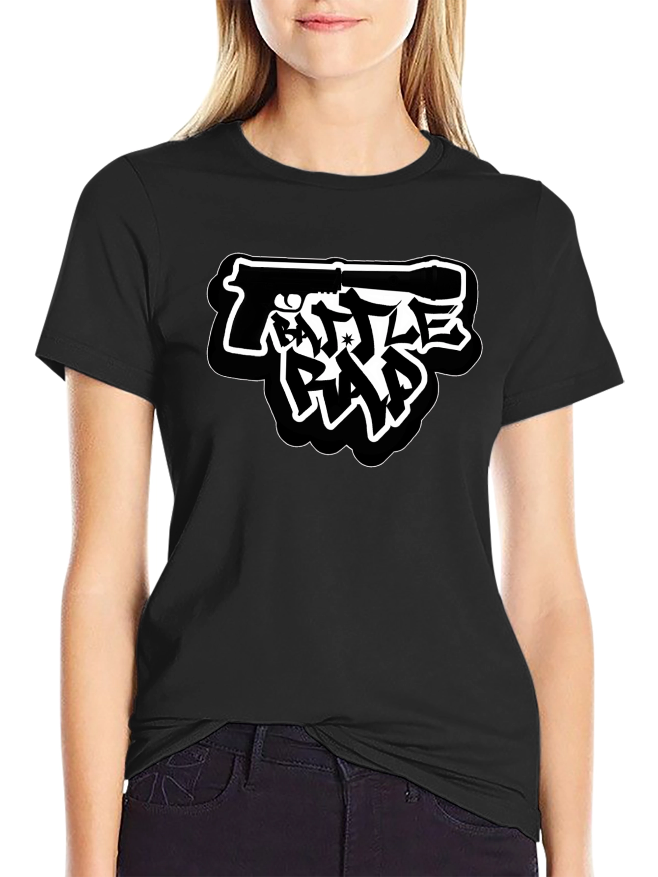 Battle Rap Gun Graphic T-Shirt - Black