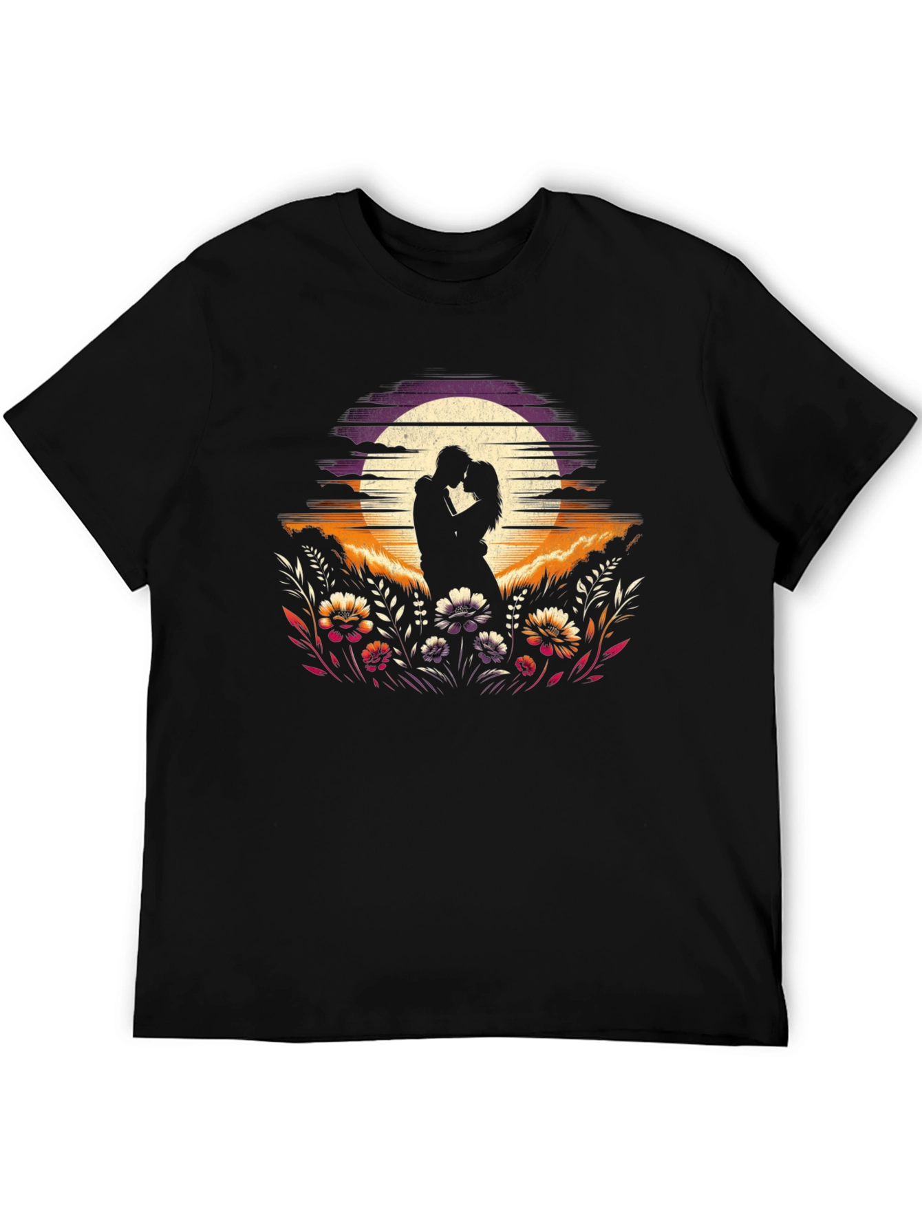 Romantic Sunset Couple Graphic T-Shirt