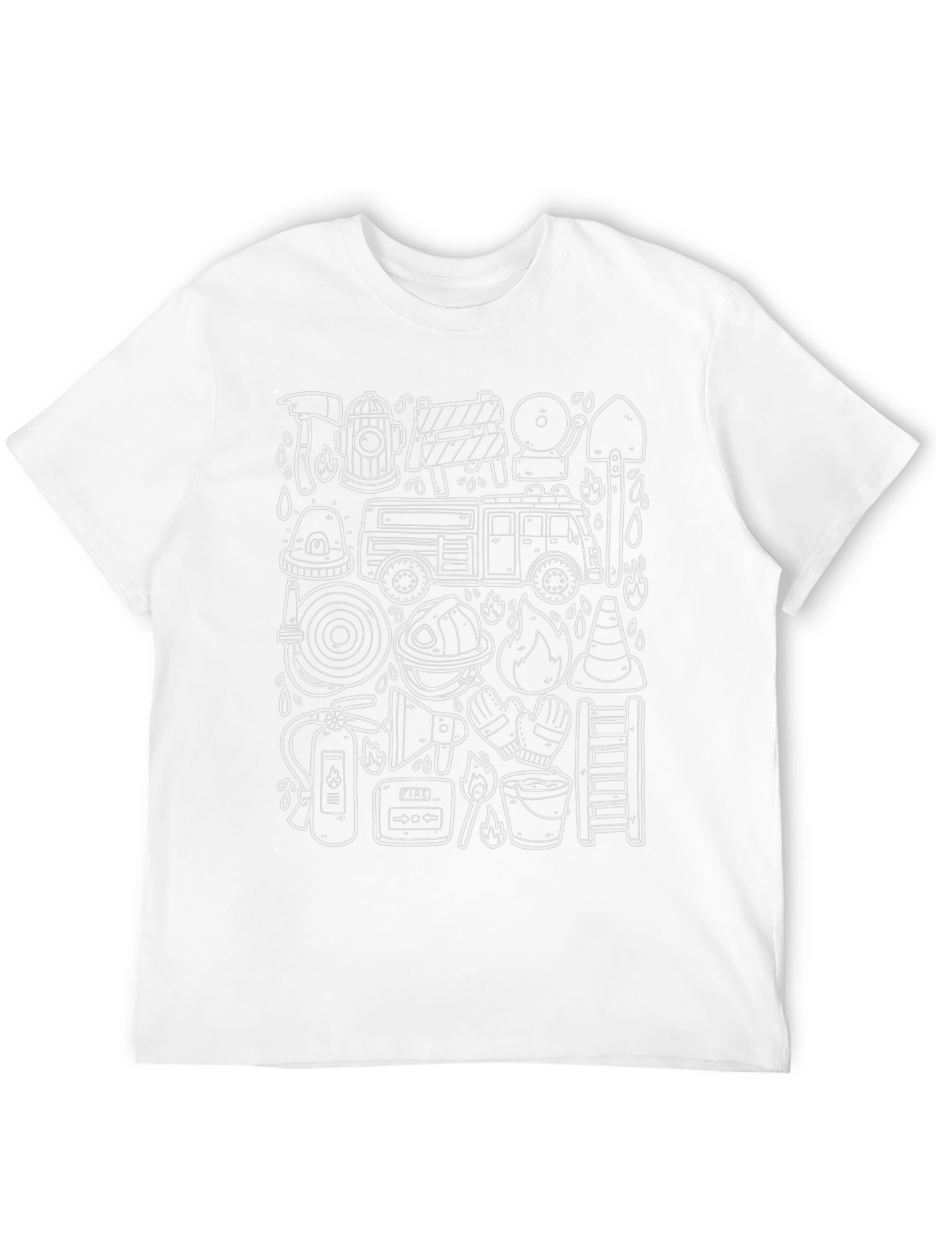 Firefighter Doodle Graphic Black T-Shirt