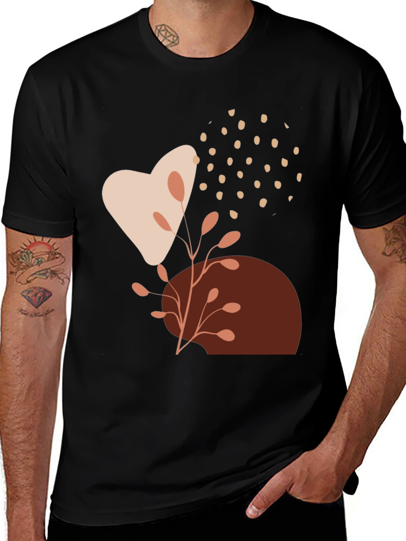 Modern Abstract Graphic Print Black T-Shirt