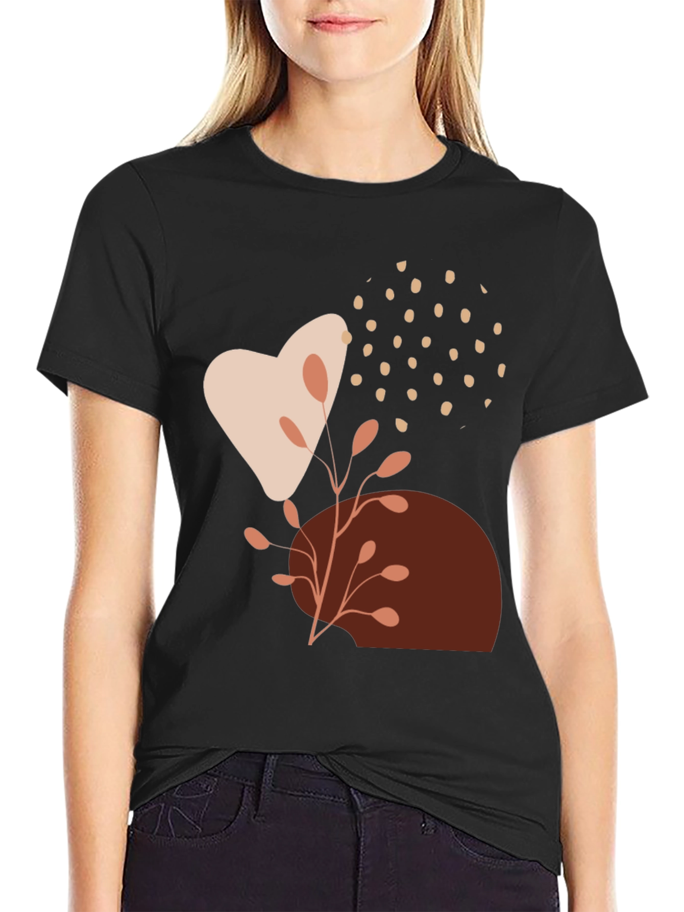 Modern Abstract Graphic Print Black T-Shirt