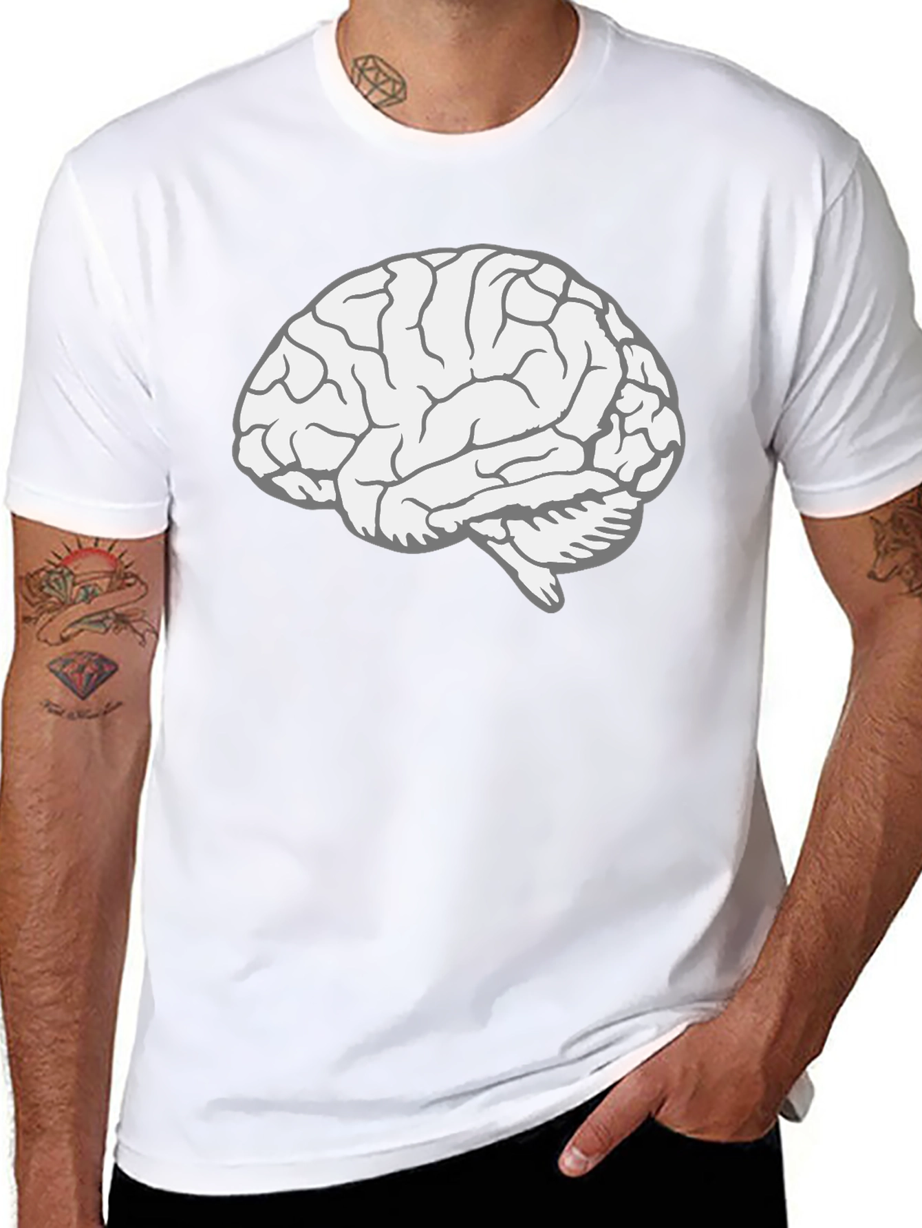 Brain Graphic Tee - Black Cotton T-Shirt