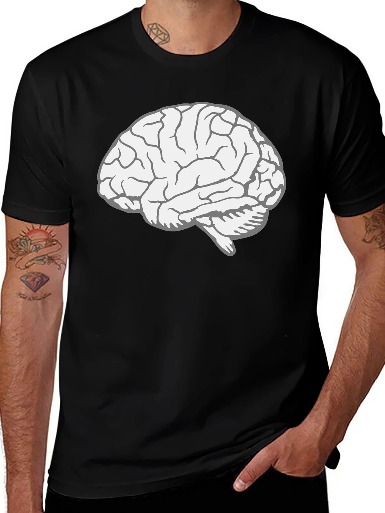 Brain Graphic Tee - Black Cotton T-Shirt
