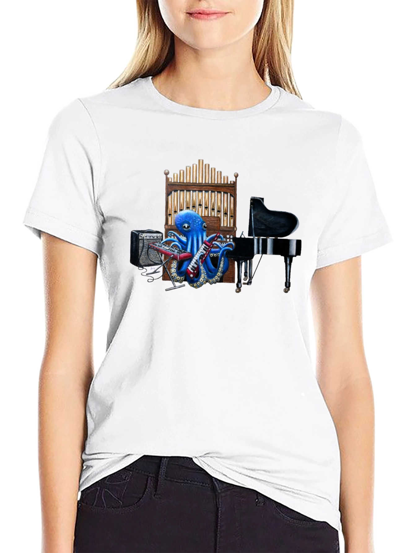 Octopus Musician Graphic Tee - Black