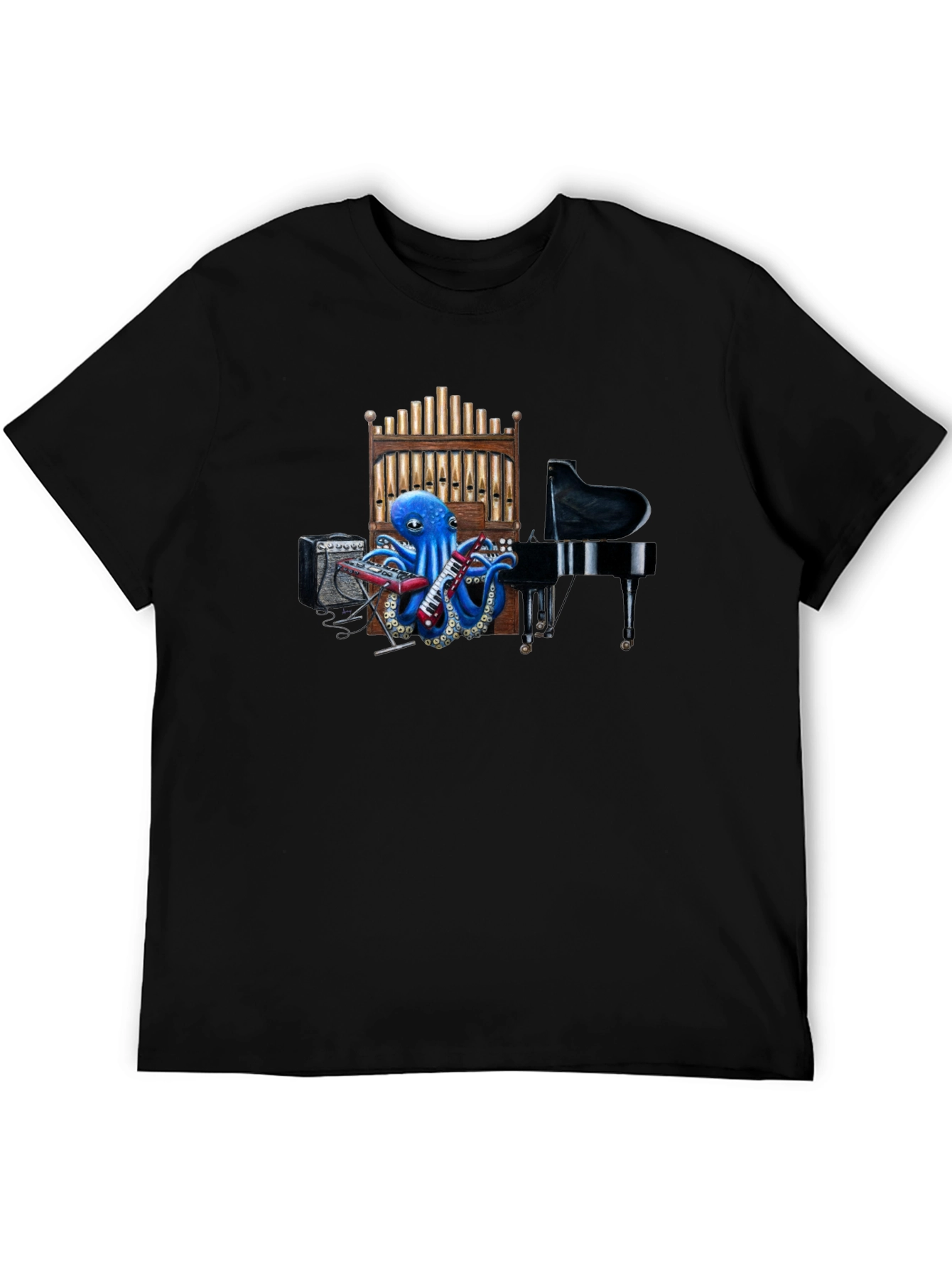 Octopus Musician Graphic Tee - Black