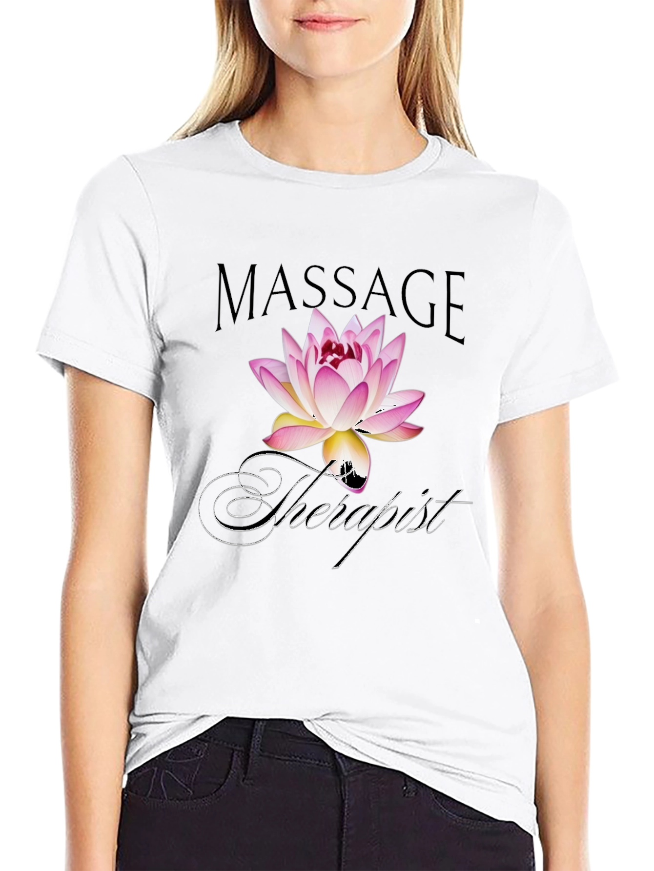 Massage Therapist Lotus Flower Graphic T-Shirt