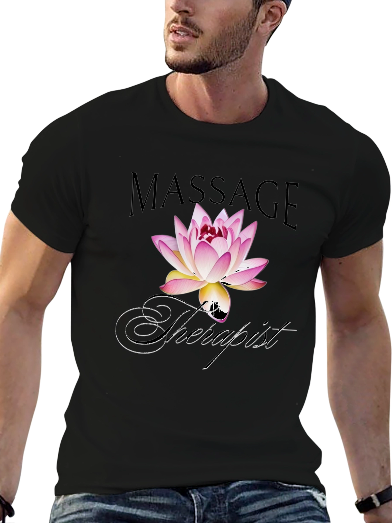 Massage Therapist Lotus Flower Graphic T-Shirt