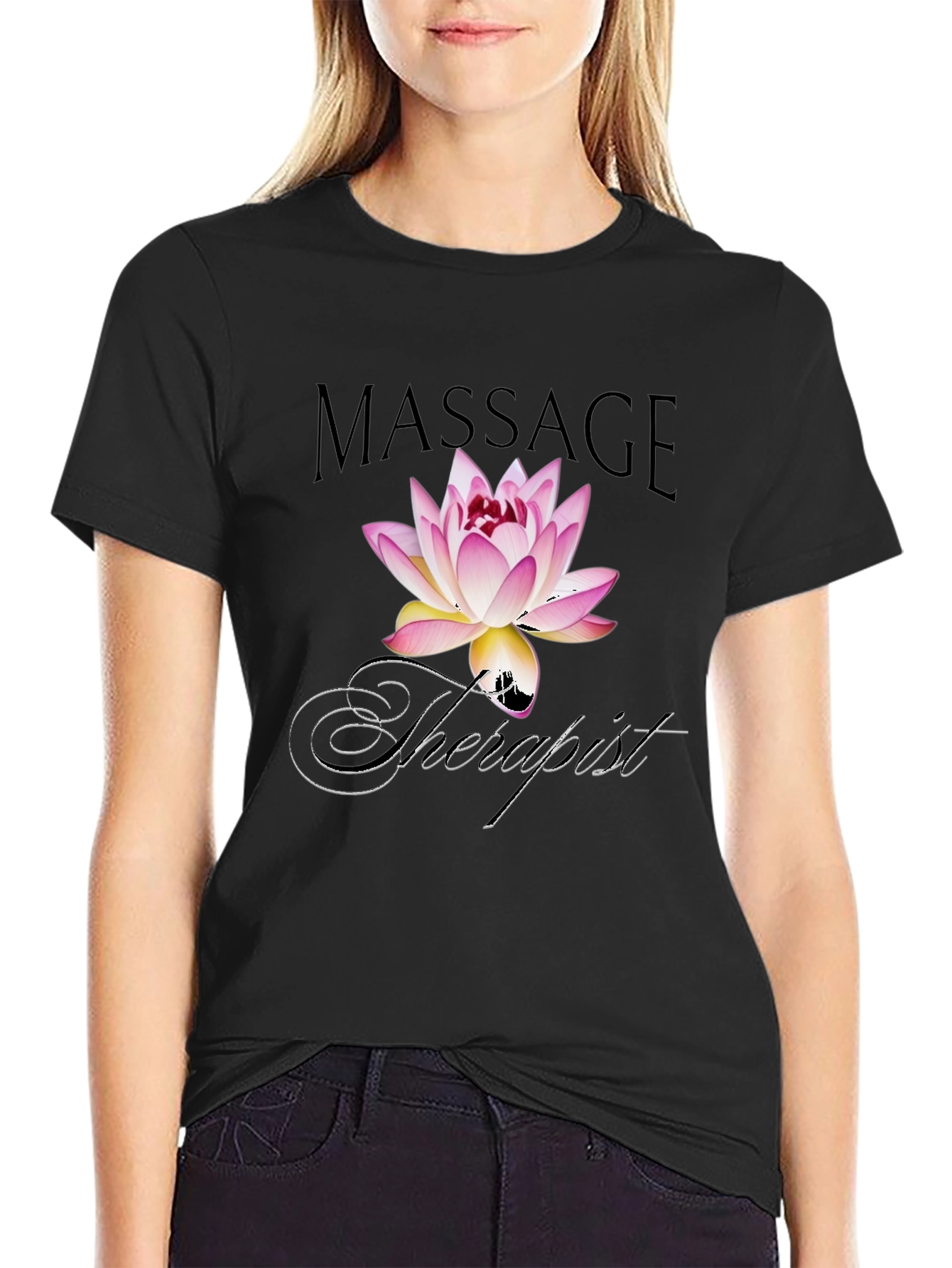 Massage Therapist Lotus Flower Graphic T-Shirt