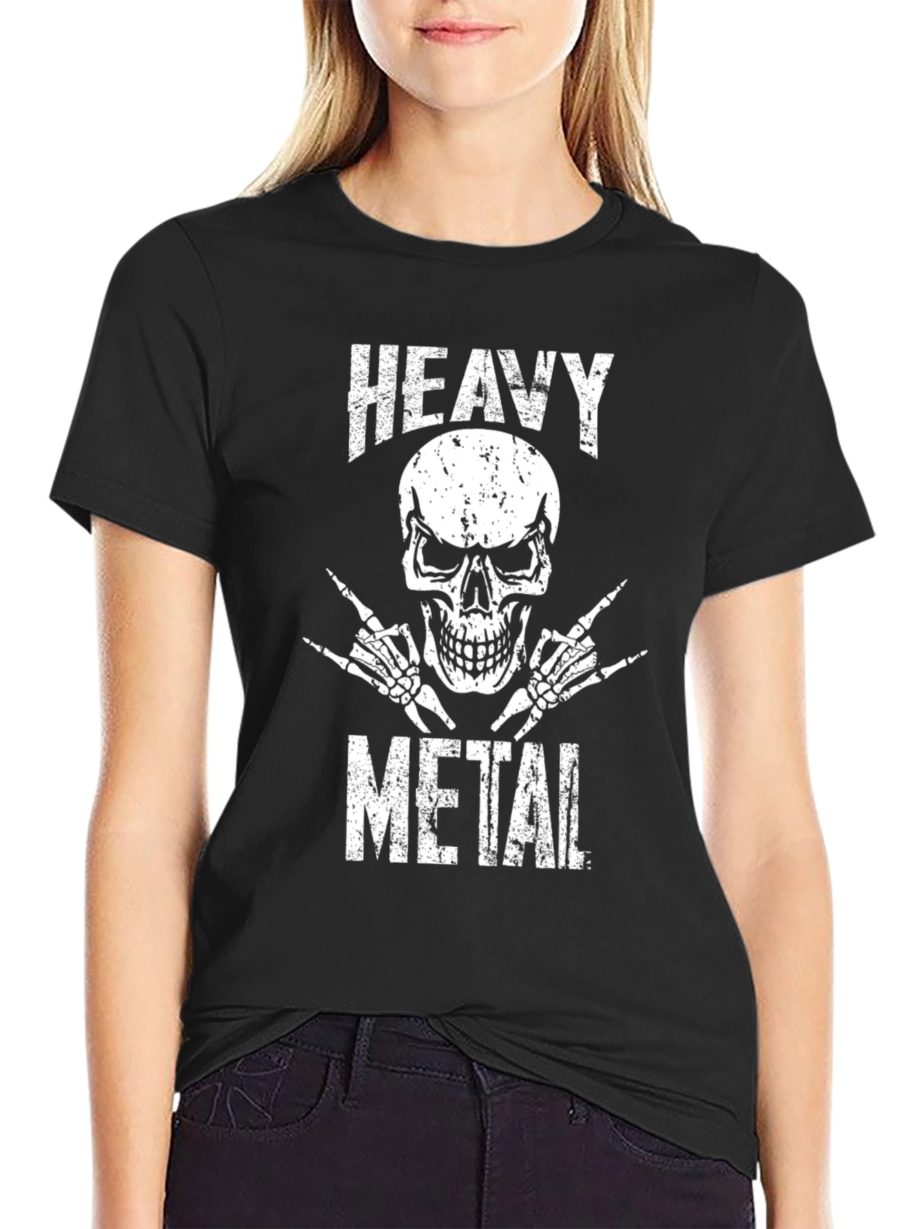 Heavy Metal Skull Graphic T-Shirt