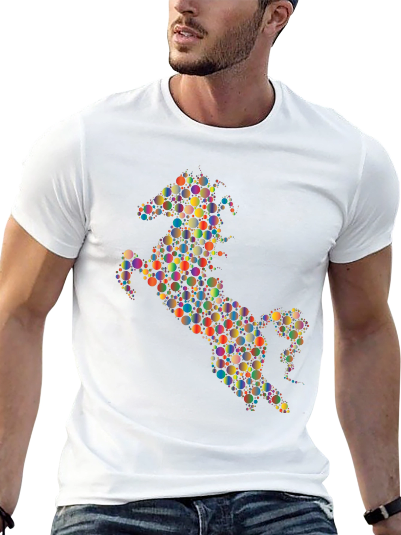 Abstract Horse Graphic Tee - Black Cotton Blend