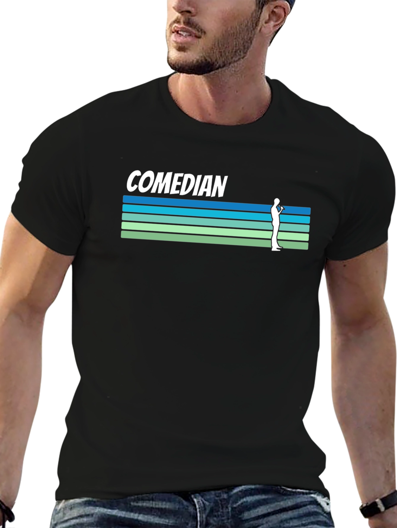 Comedian Retro Style Graphic Tee - Black