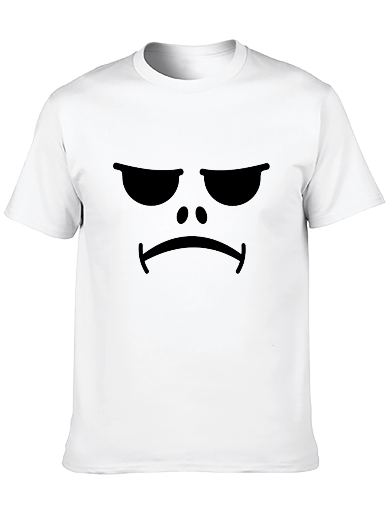 Grumpy Face Graphic Tee - Black Cotton T-Shirt