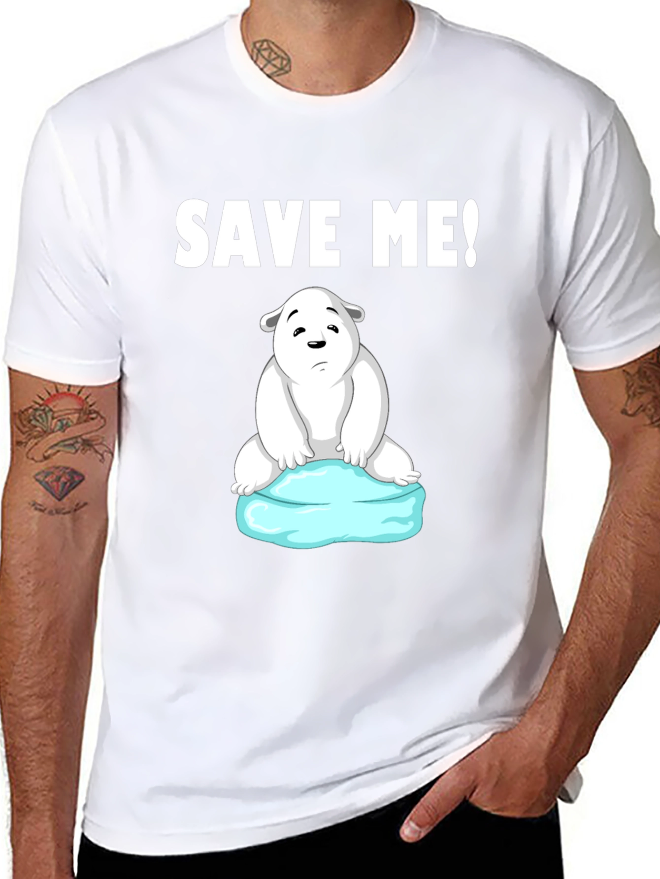 Save Me Polar Bear Graphic T-Shirt