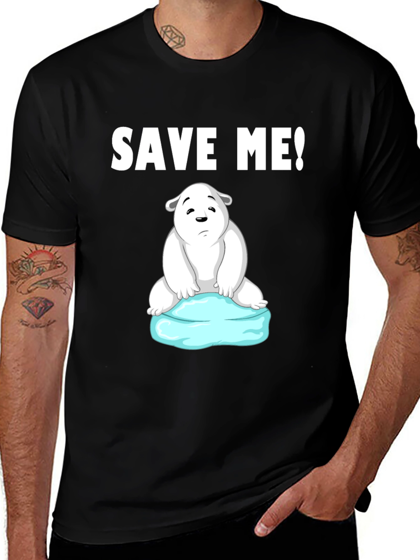 Save Me Polar Bear Graphic T-Shirt