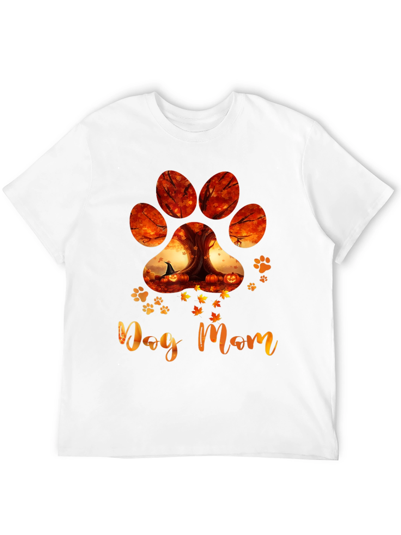 Dog Mom Paw Print Fall T-Shirt