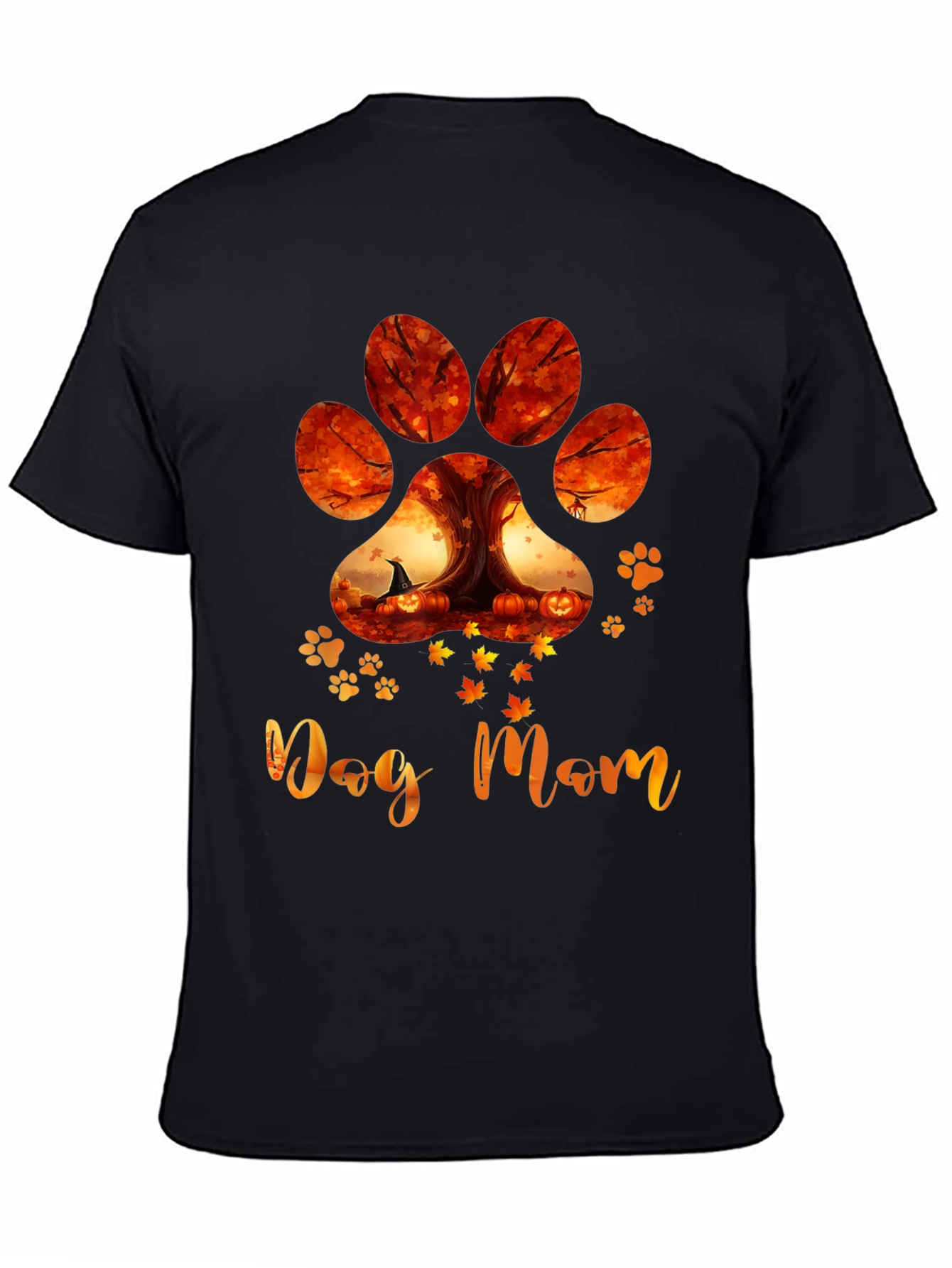 Dog Mom Paw Print Fall T-Shirt