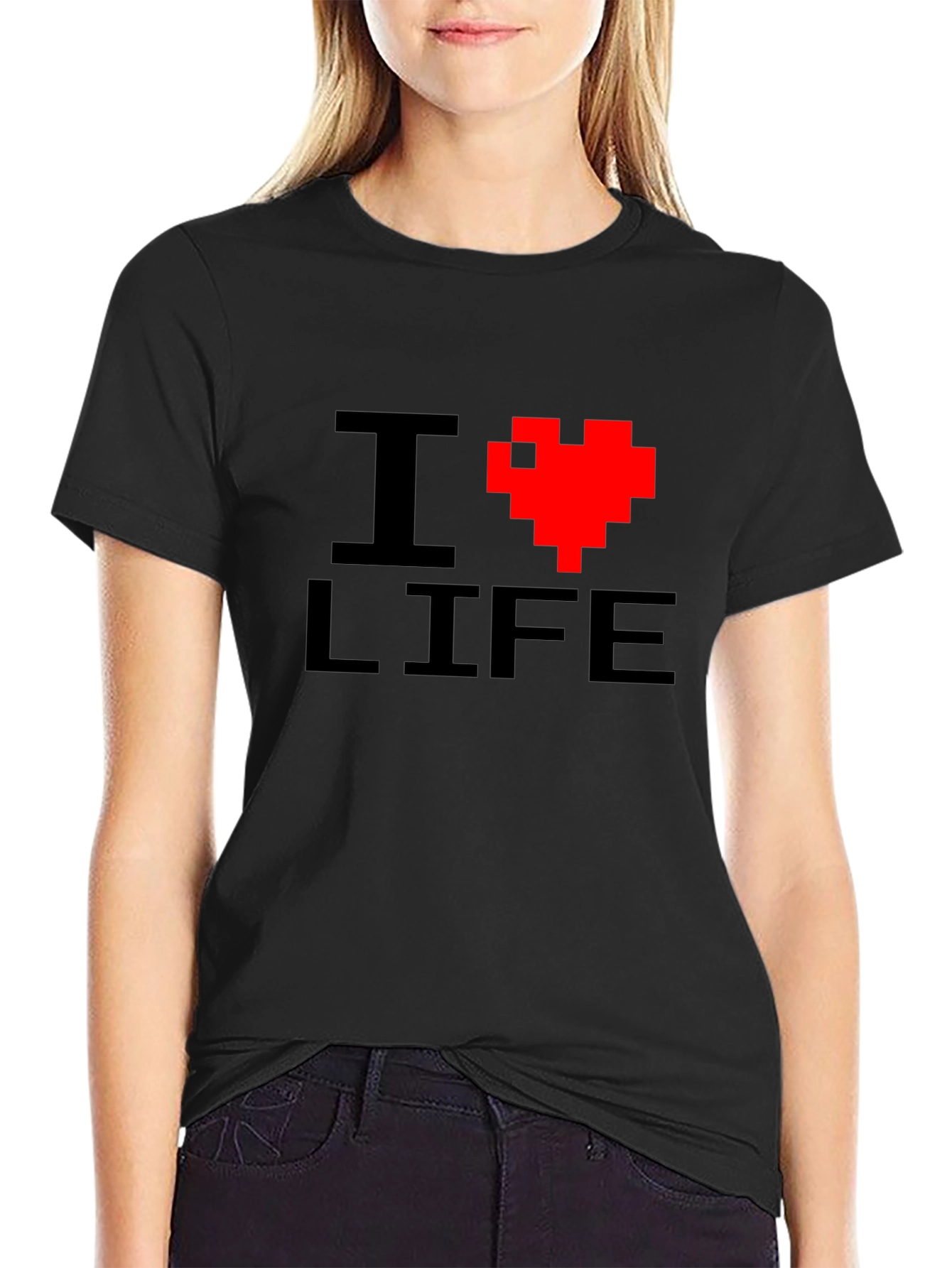 Pixel Heart Graphic Tee - I Love Life