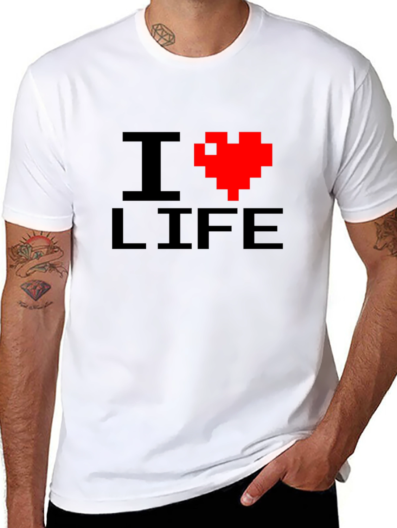 Pixel Heart Graphic Tee - I Love Life
