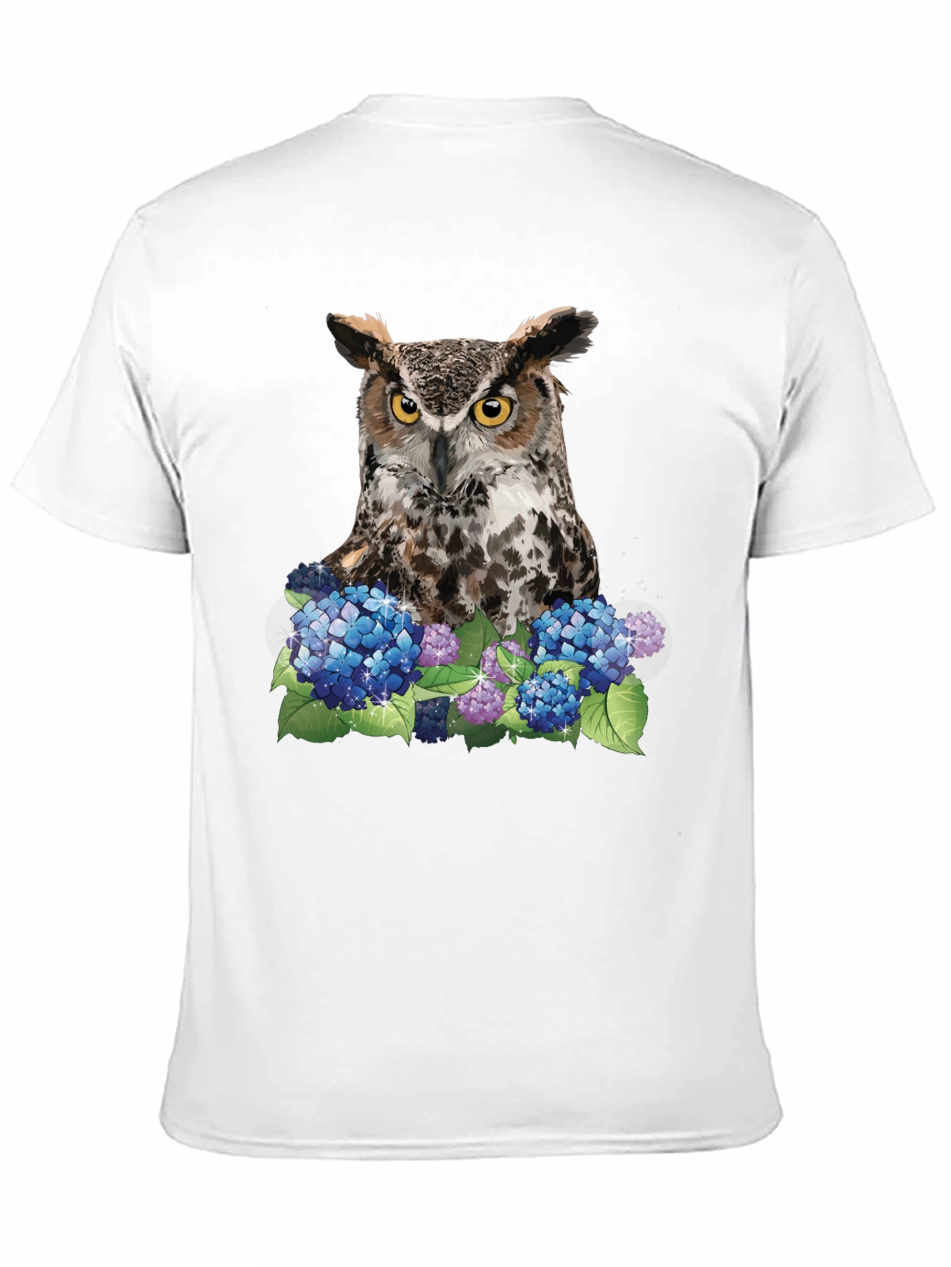 Owl and Hydrangea Graphic Tee - Nature T-Shirt