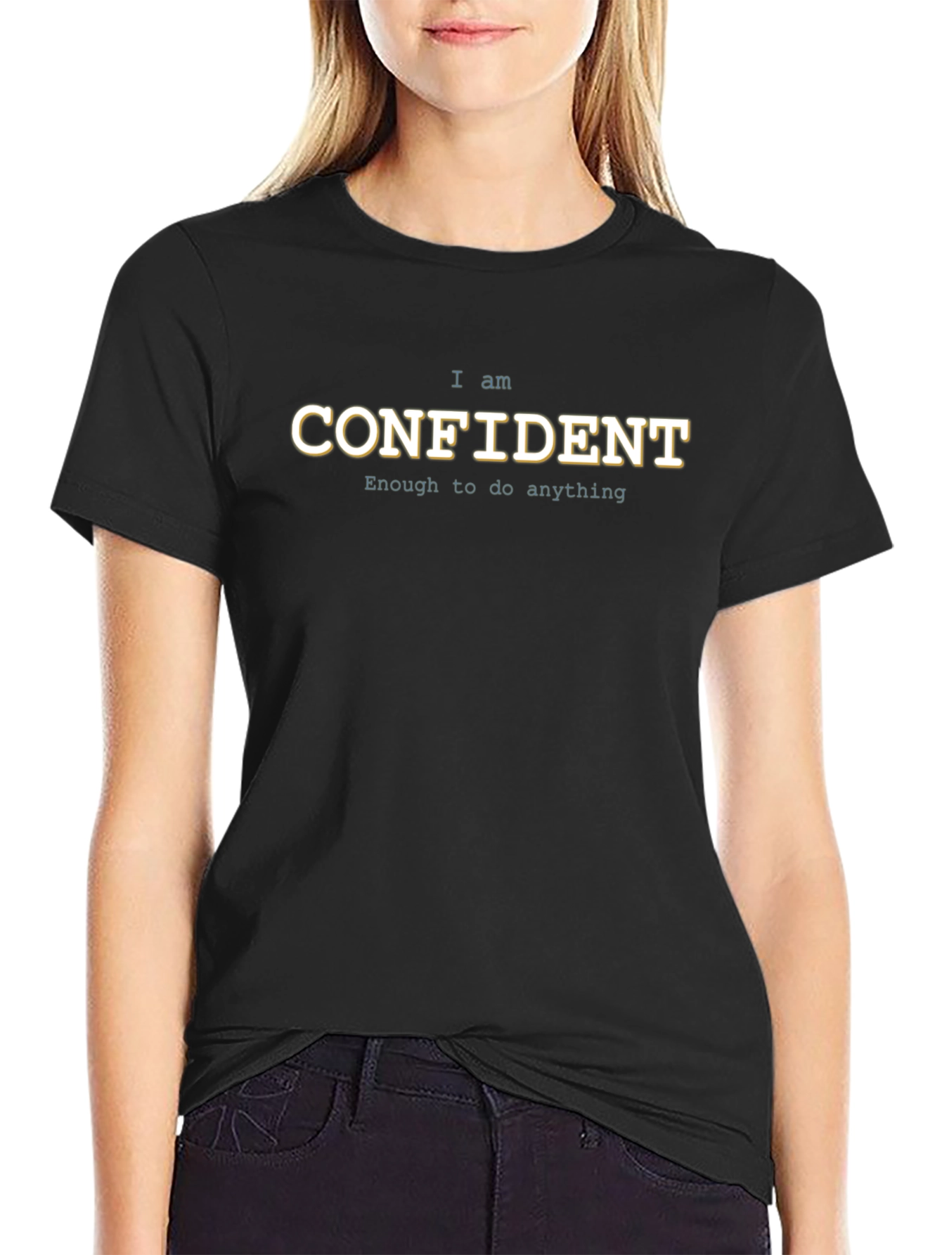 Confident Graphic T-Shirt - Black Casual Tee