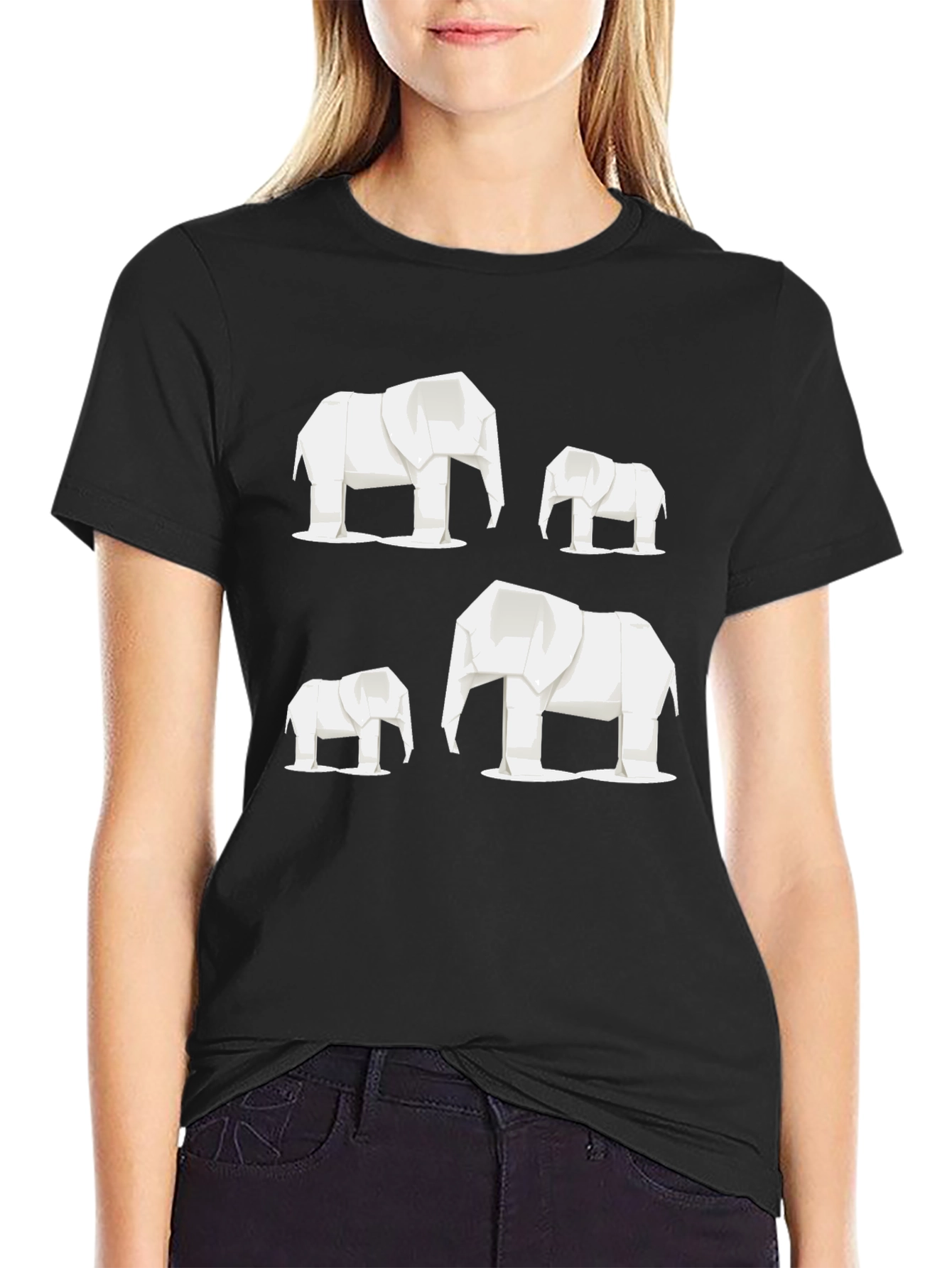 Origami Elephant T-Shirt - Geometric Design
