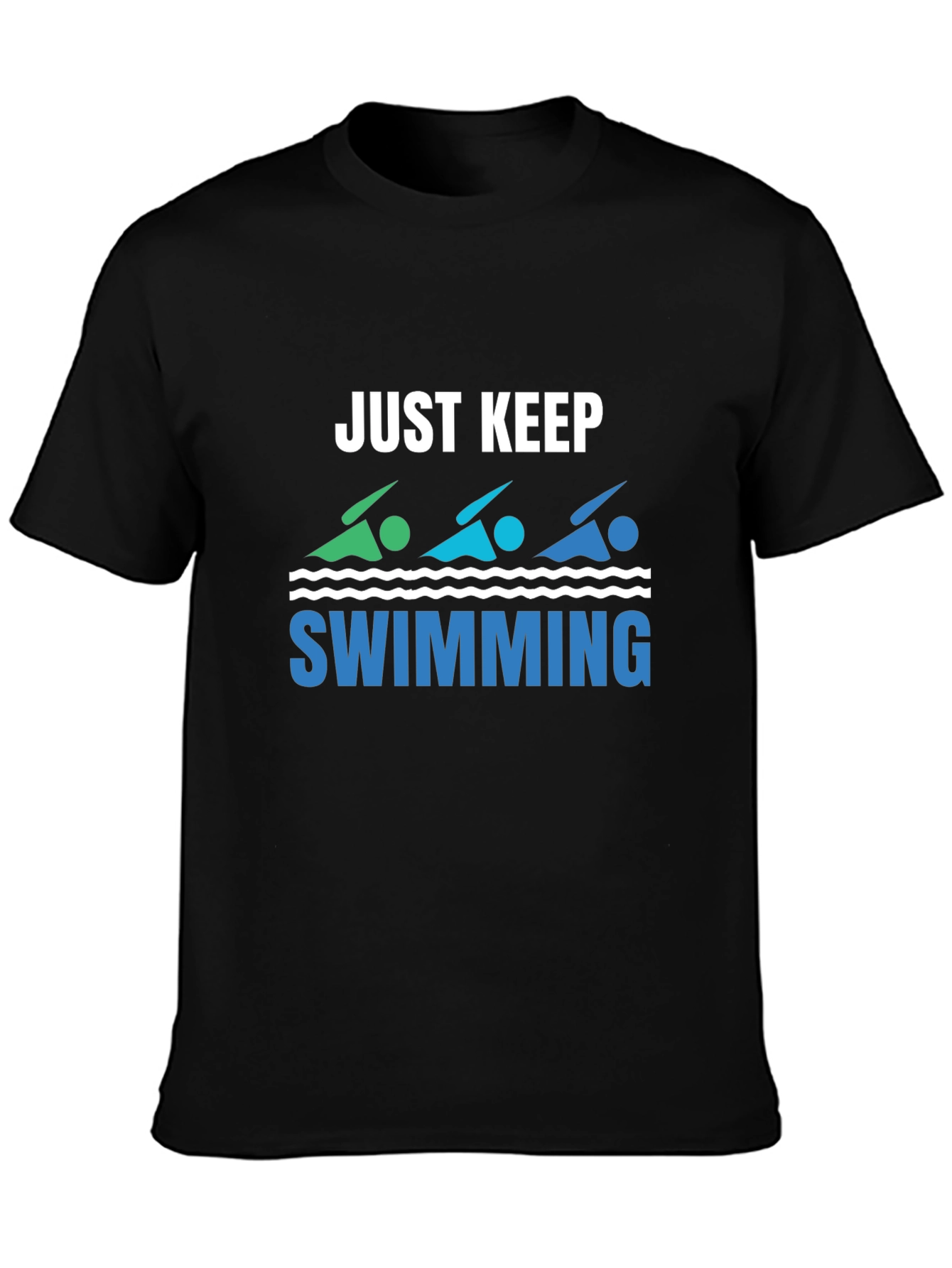 Just Keep Swimming Black Graphic T-Shirt