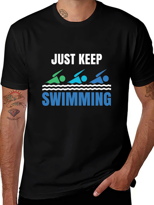 Just Keep Swimming Black Graphic T-Shirt