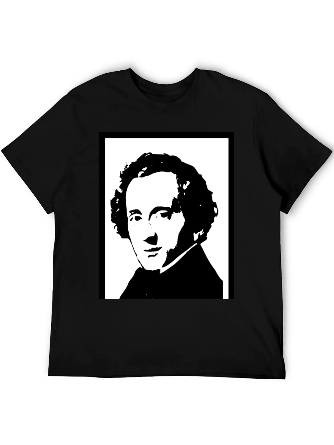 Black T-Shirt with Historical Portrait Graphic