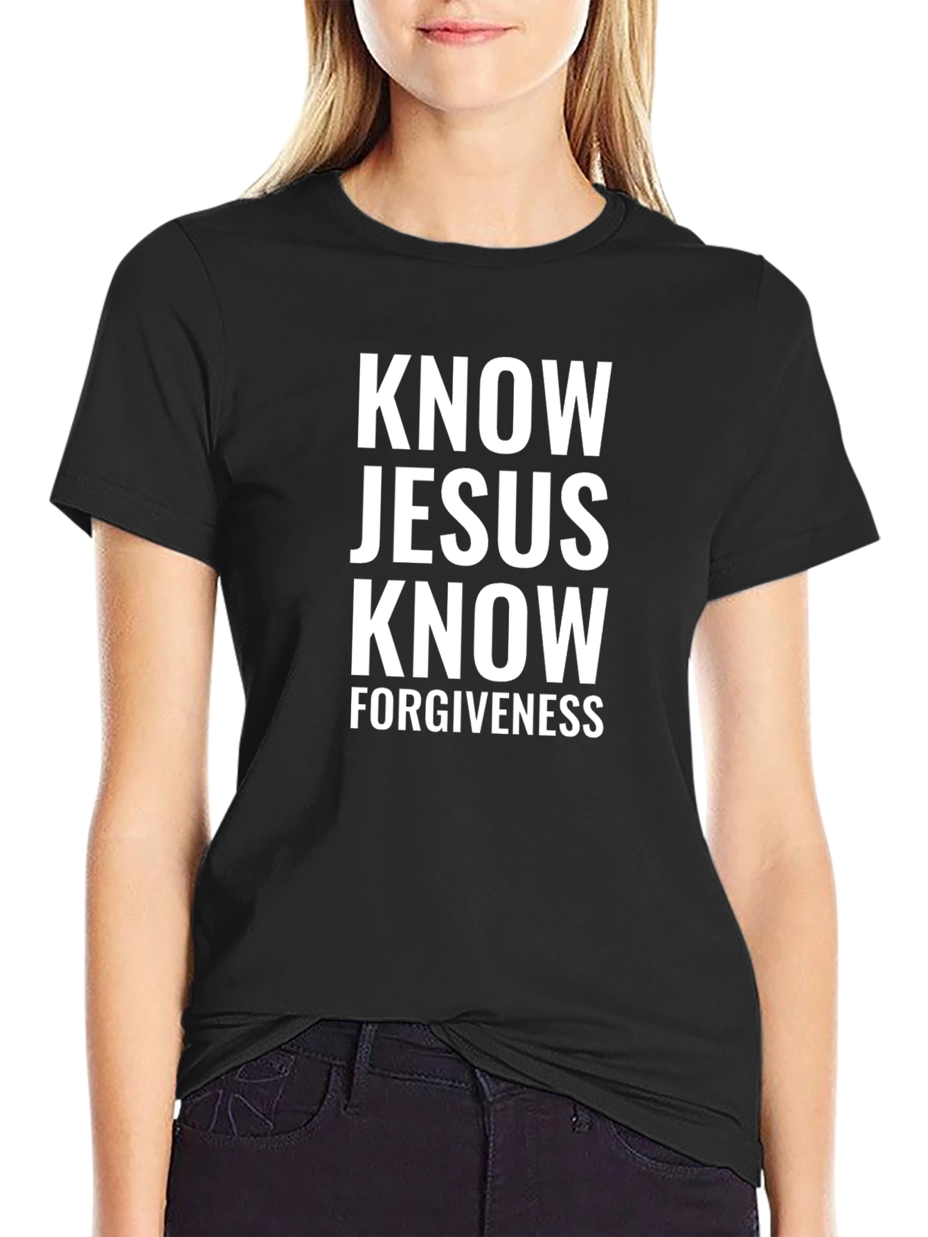 Know Jesus Black Graphic Tee